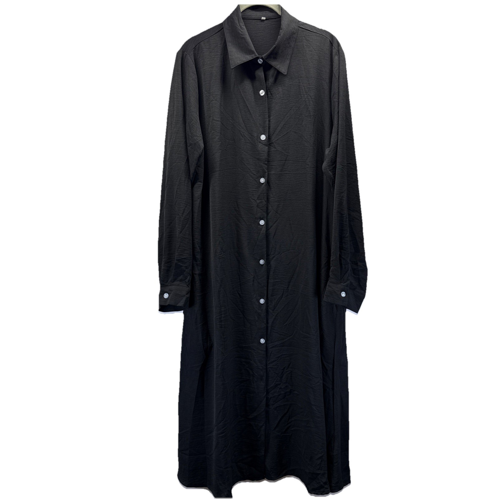 Unbranded Midi Dress Sz Large Black Grunge Gothic Oversized Stretch Shirtdress