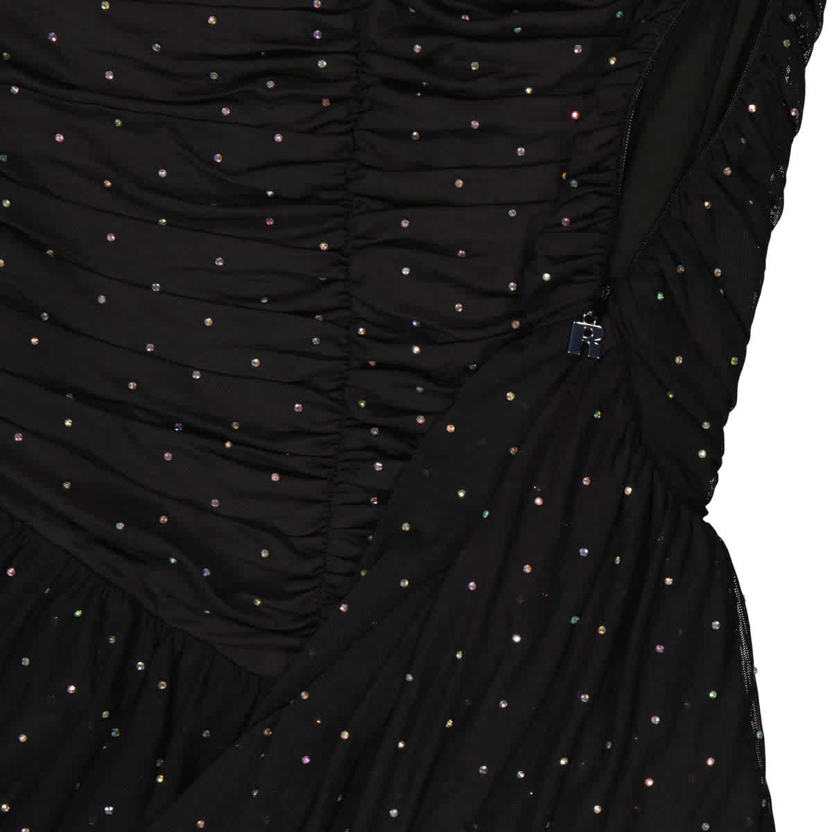 Rotate Rhinestone-Embellished Ruffle Mesh Mini Dress
