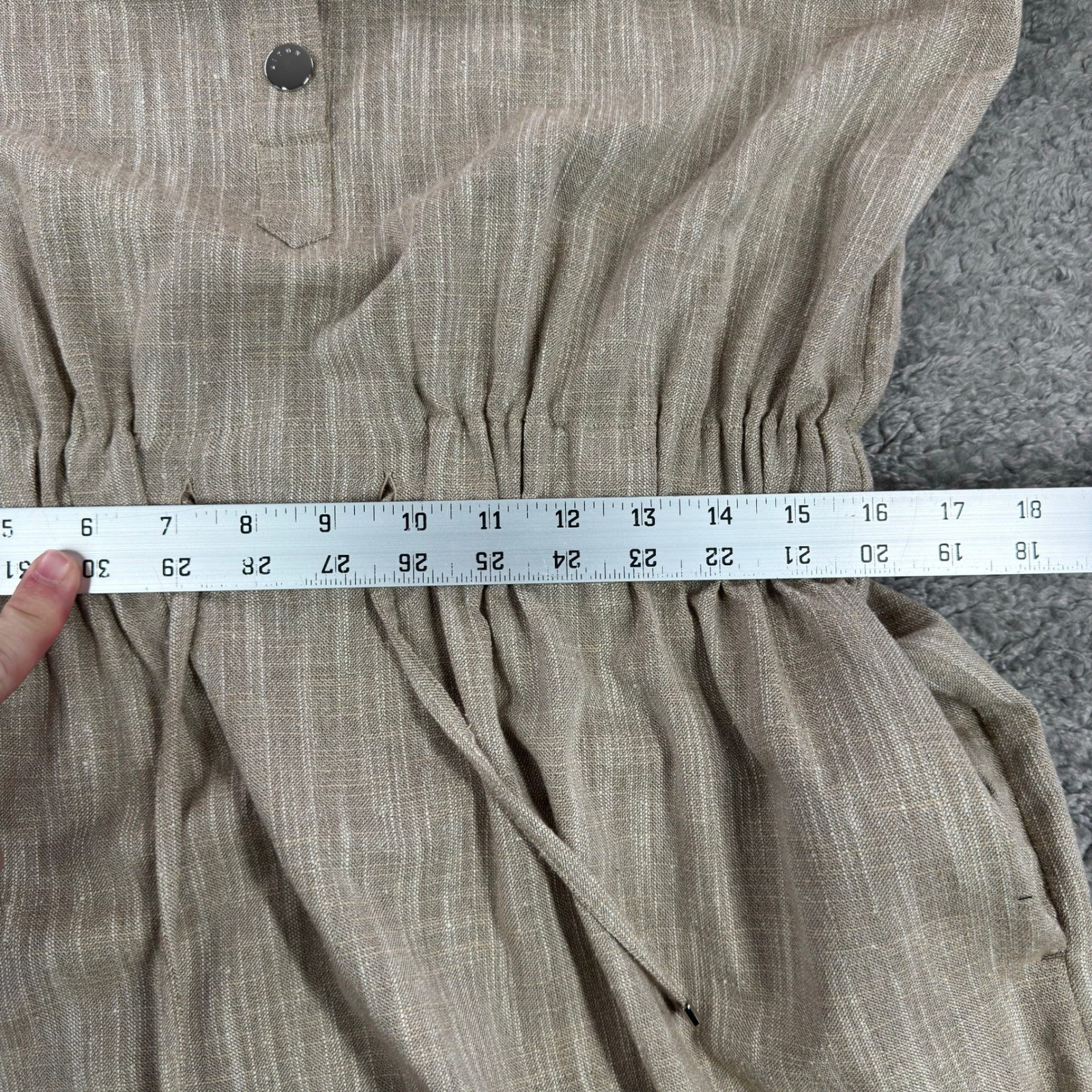 Kiton Napoli Women Taupe Wool Blend Drawstring Shirt Dress Made In Italy 32″