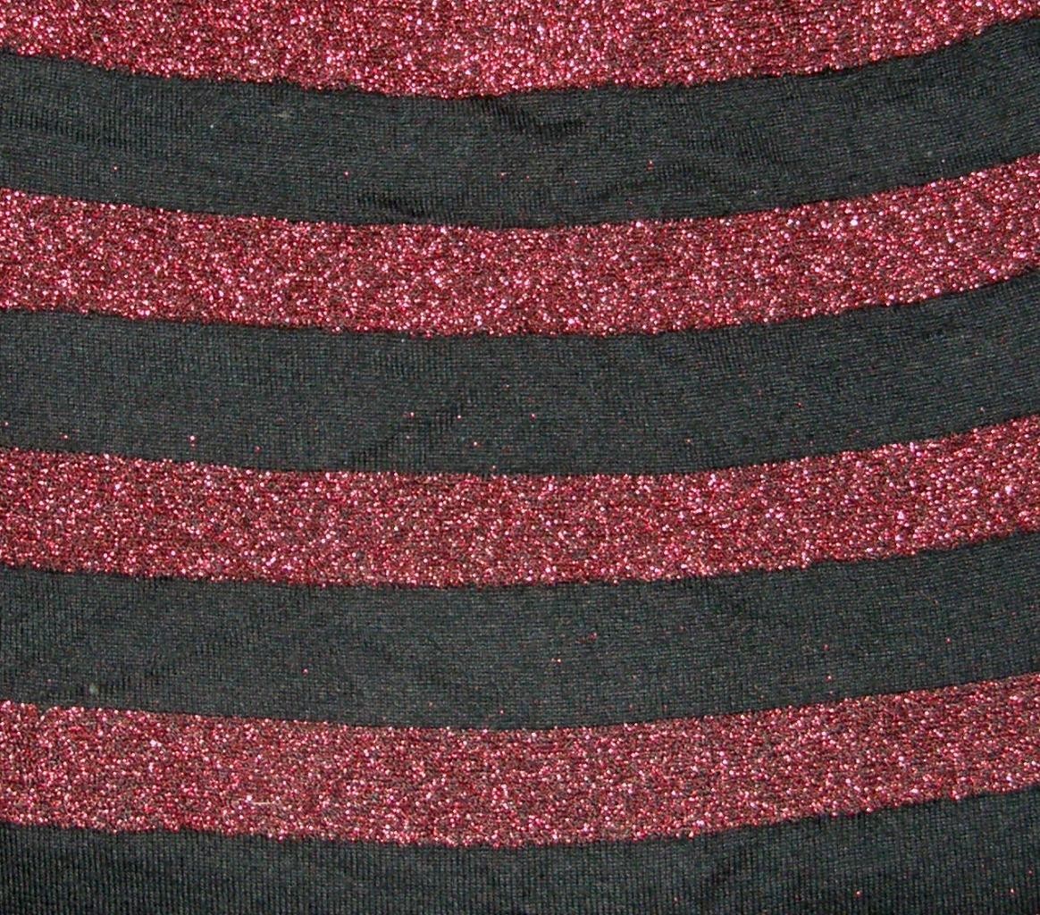Sparkly Red & Black Stripe Sz Medium Stretchy Lightweight Sweater Party Dress