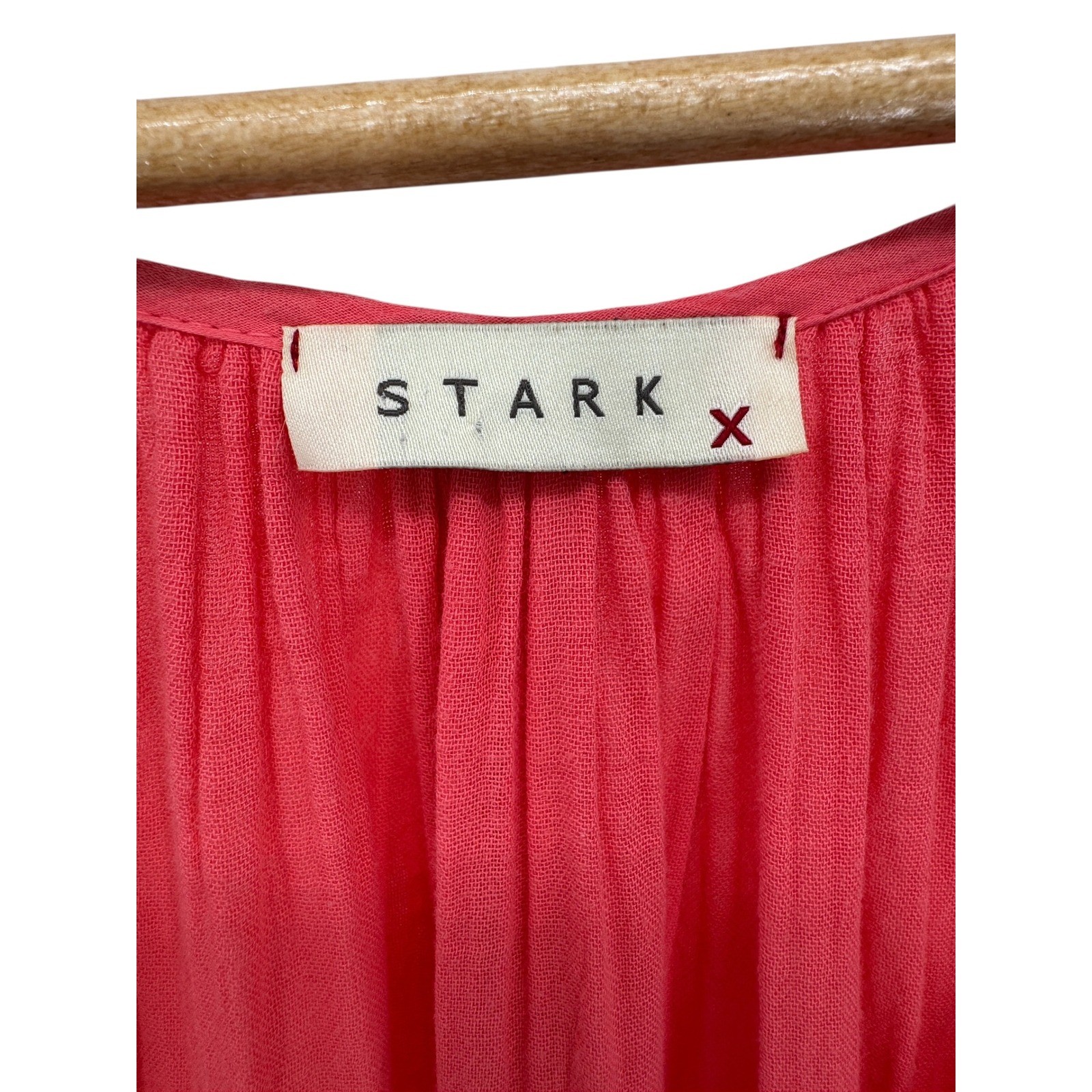STARK X Coral Gauze Cotton Ruffled Sleeve Tiered Mini Dress M Made in USA