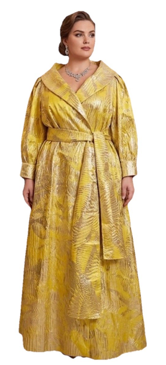 MARINA RINALDI FORMAL EVENING YELLOW/GOLD GOWN BROCADE DRESS US-20 NWT $2,800