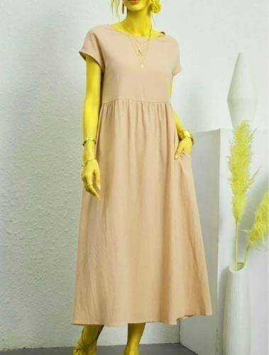 Holiday Sundress Short Sleeve Casual Loose Boho Floral Women Maxi Dress Ladies