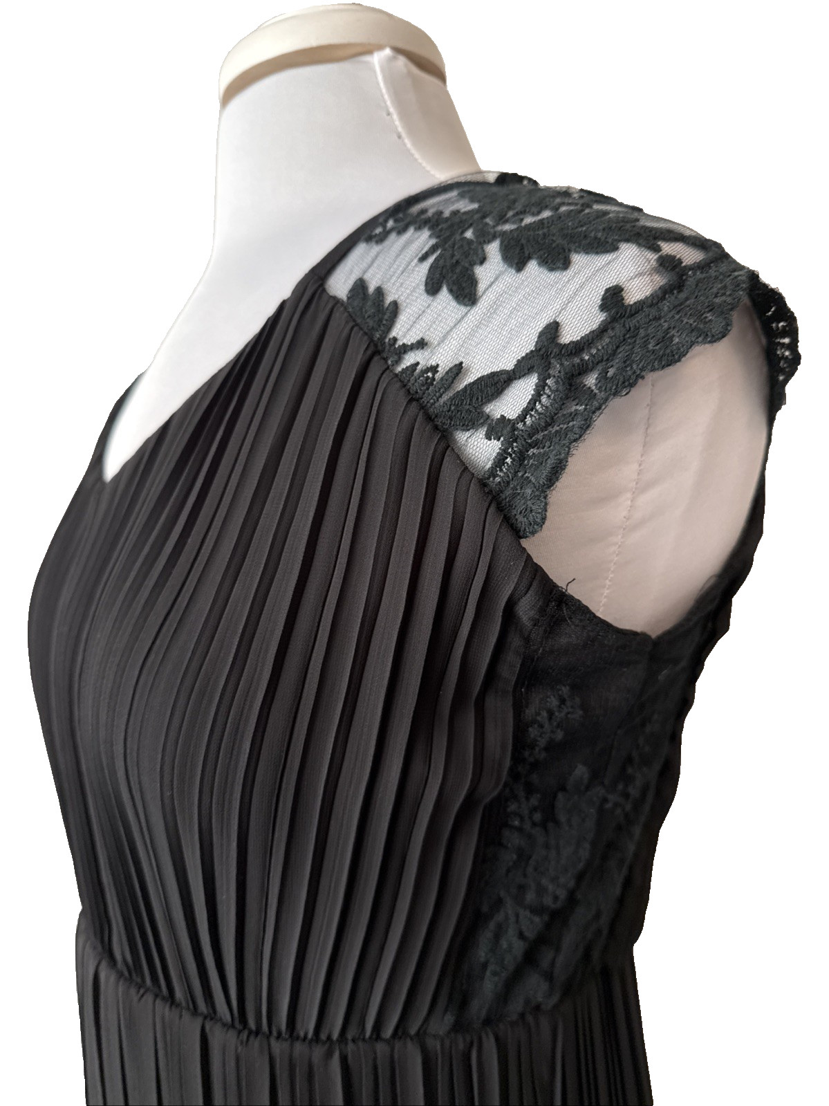 Whimsigoth Romantic Sheer Lace Pleated Dress M Boho Coquette Timeless Classic