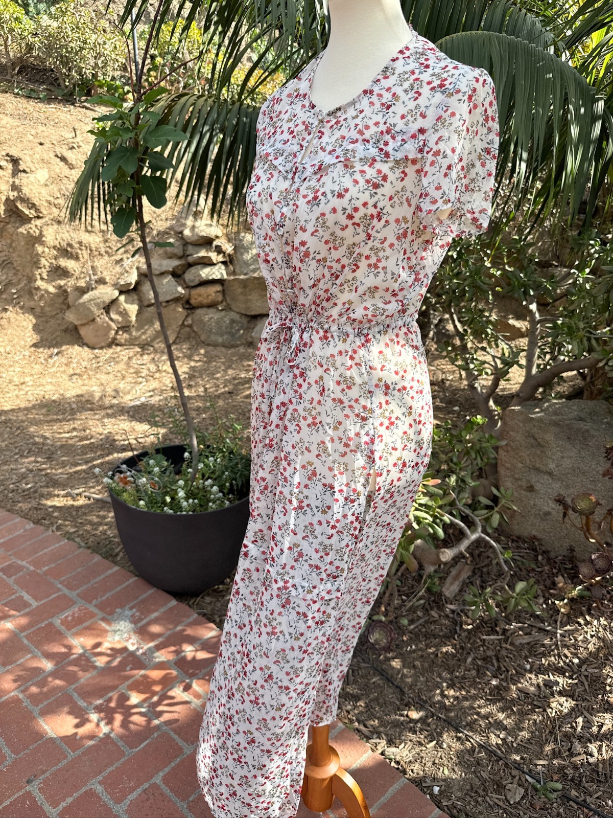 NWT DR2 Garden Party Ditsy Floral Sheer Dress Duster Cardigan Size S Cottagecore