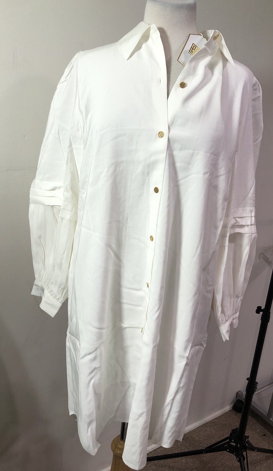 Emily Mccarthy Womens Oxford Shirtdress Linen White M, $268