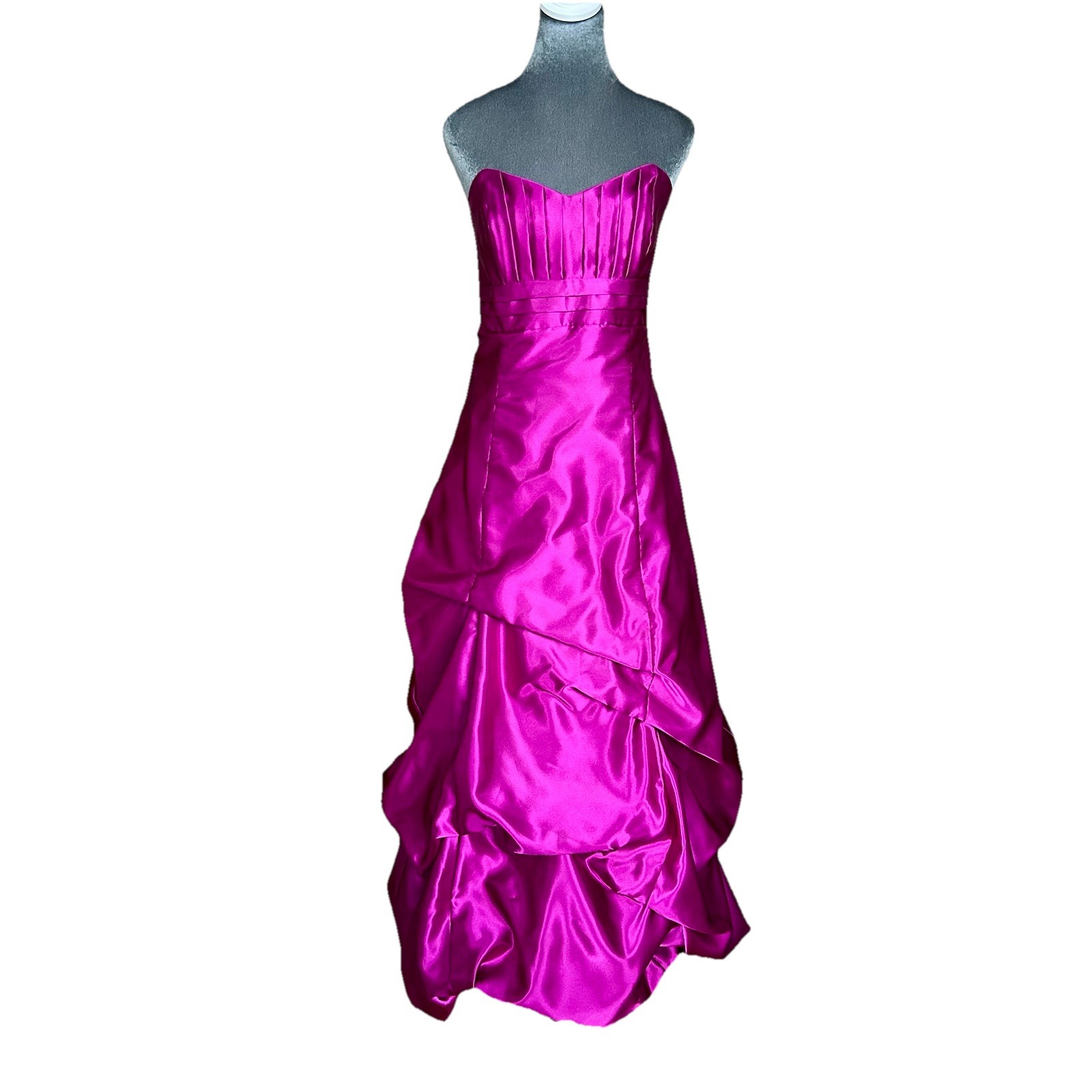 Vintage Jessica McClintock Gunne Sax Y2K Prom Dress Fuchsia Satin Strapless Gown
