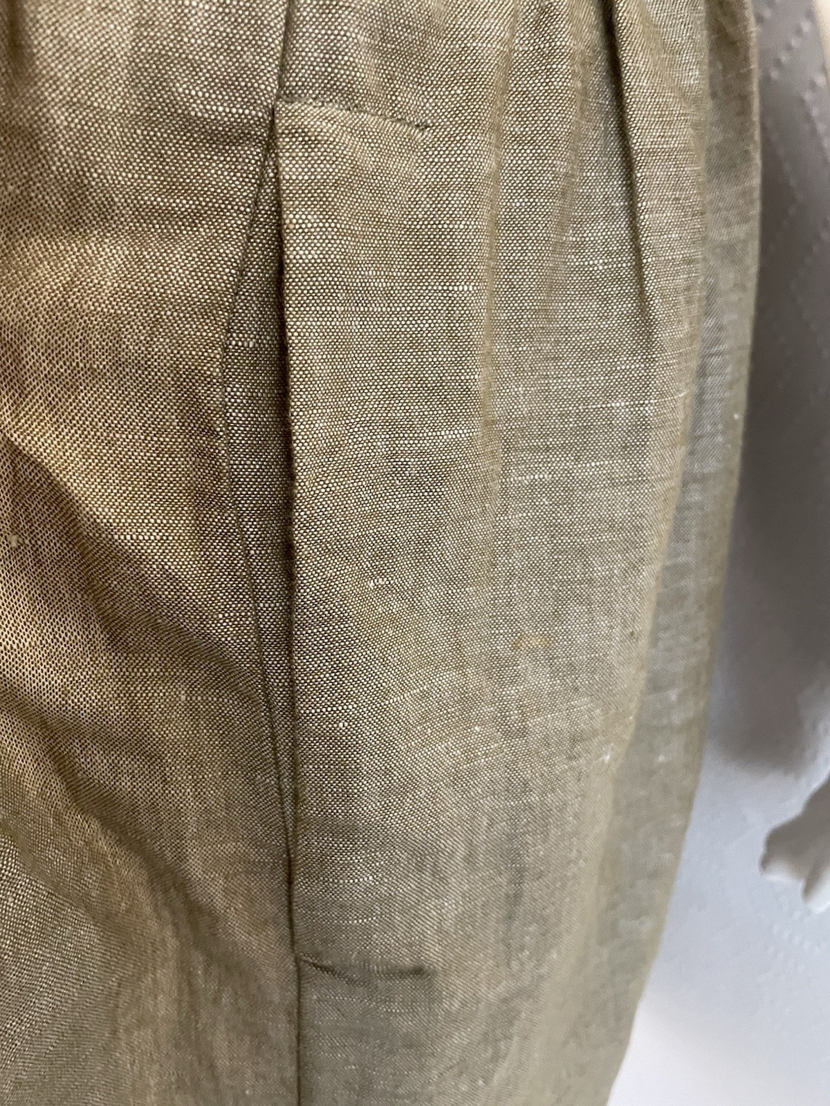 Madewell Linen Blend Alexandra Button Mini Dress XL Green Beige Short Sleeve