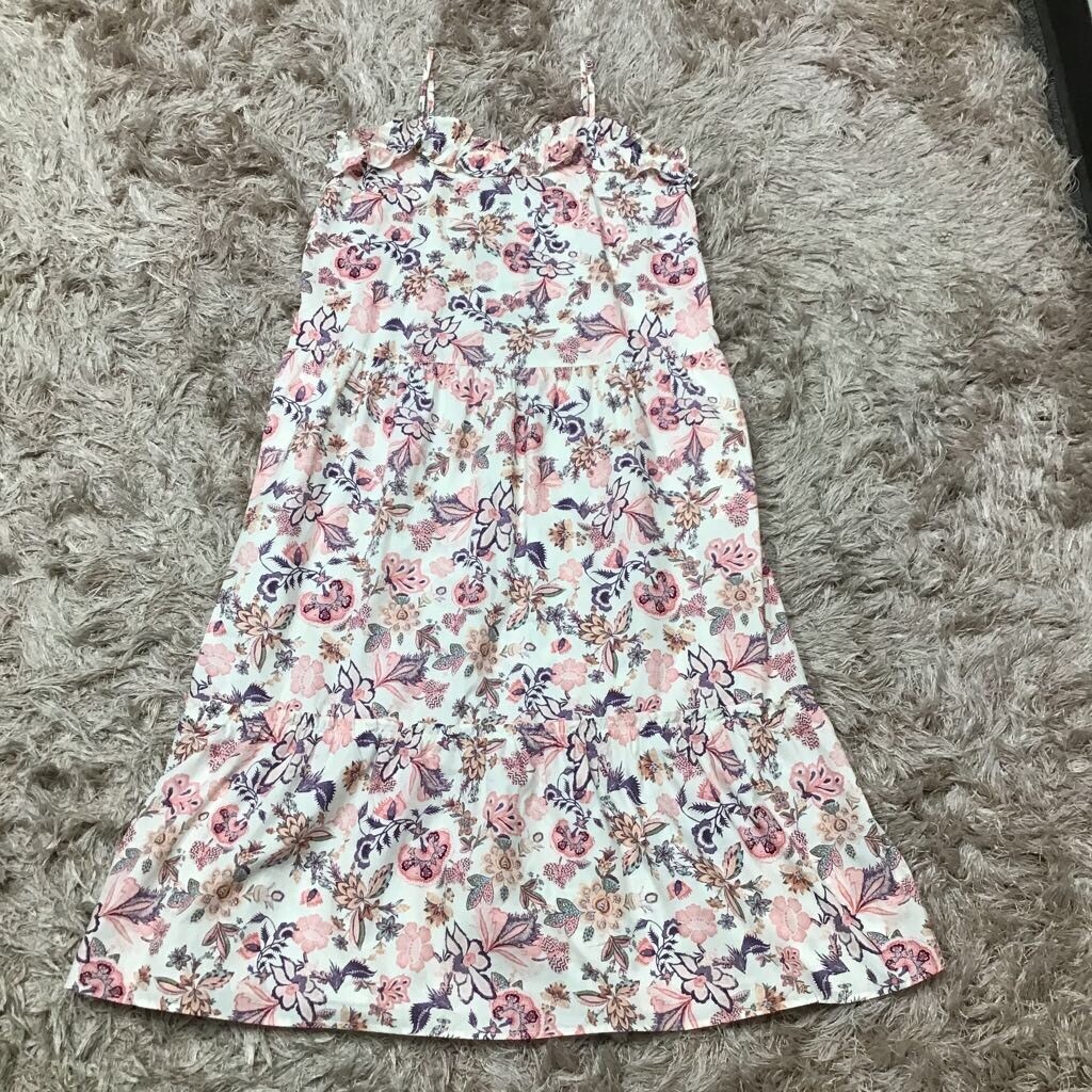 Who What Wear Womens Sundress Multicolor Floral Tiered Midi Coastal M New