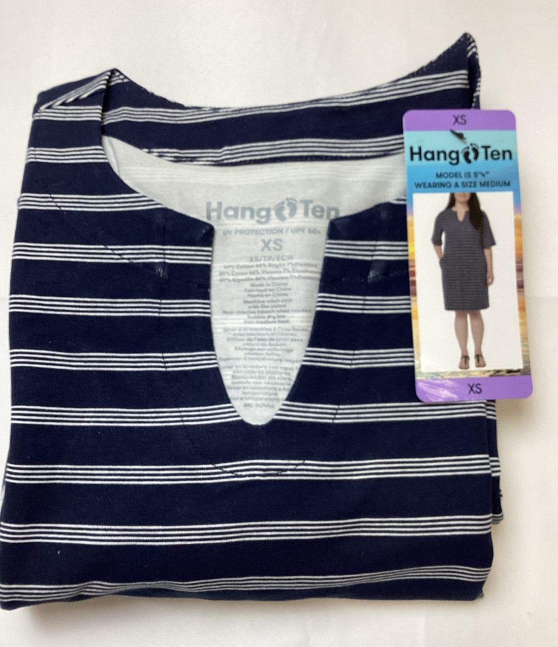 Women’s Hang Ten Breathable Lightweight Sun Dress UPF 50+, Navy – Size: XS