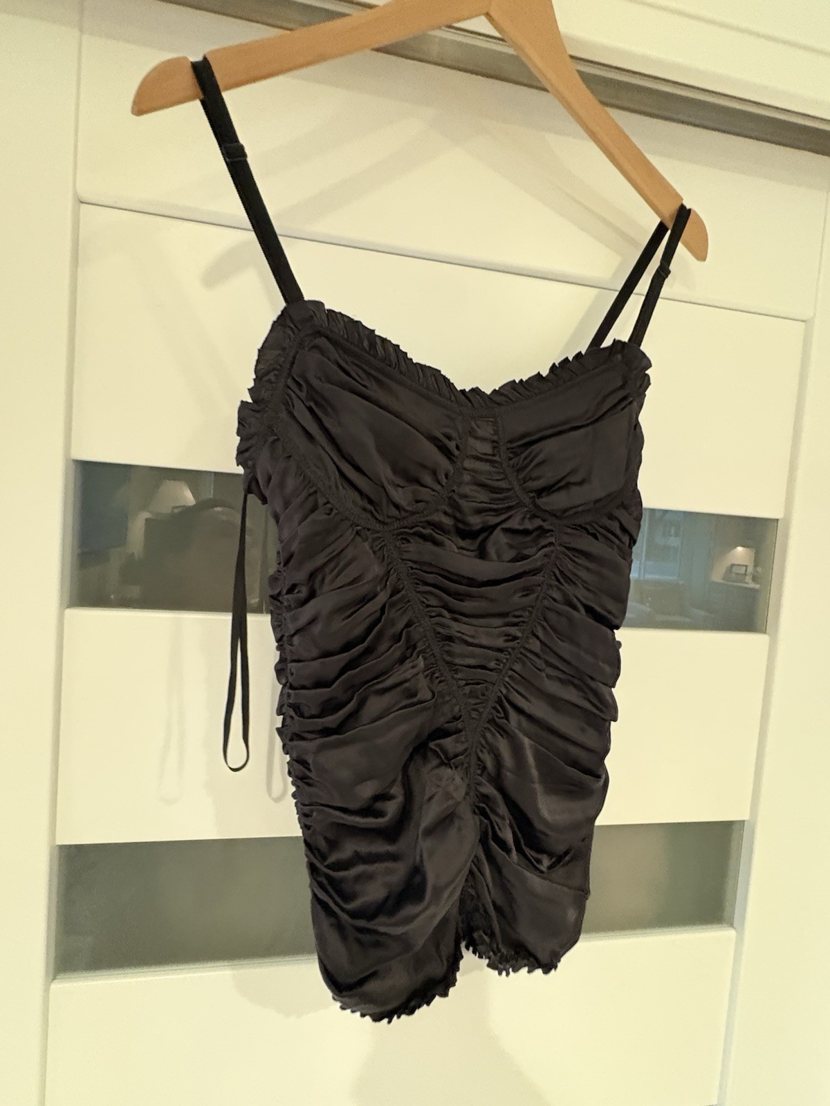 D&G Black Ruched Bodycon Spaghetti Strap Zip Set