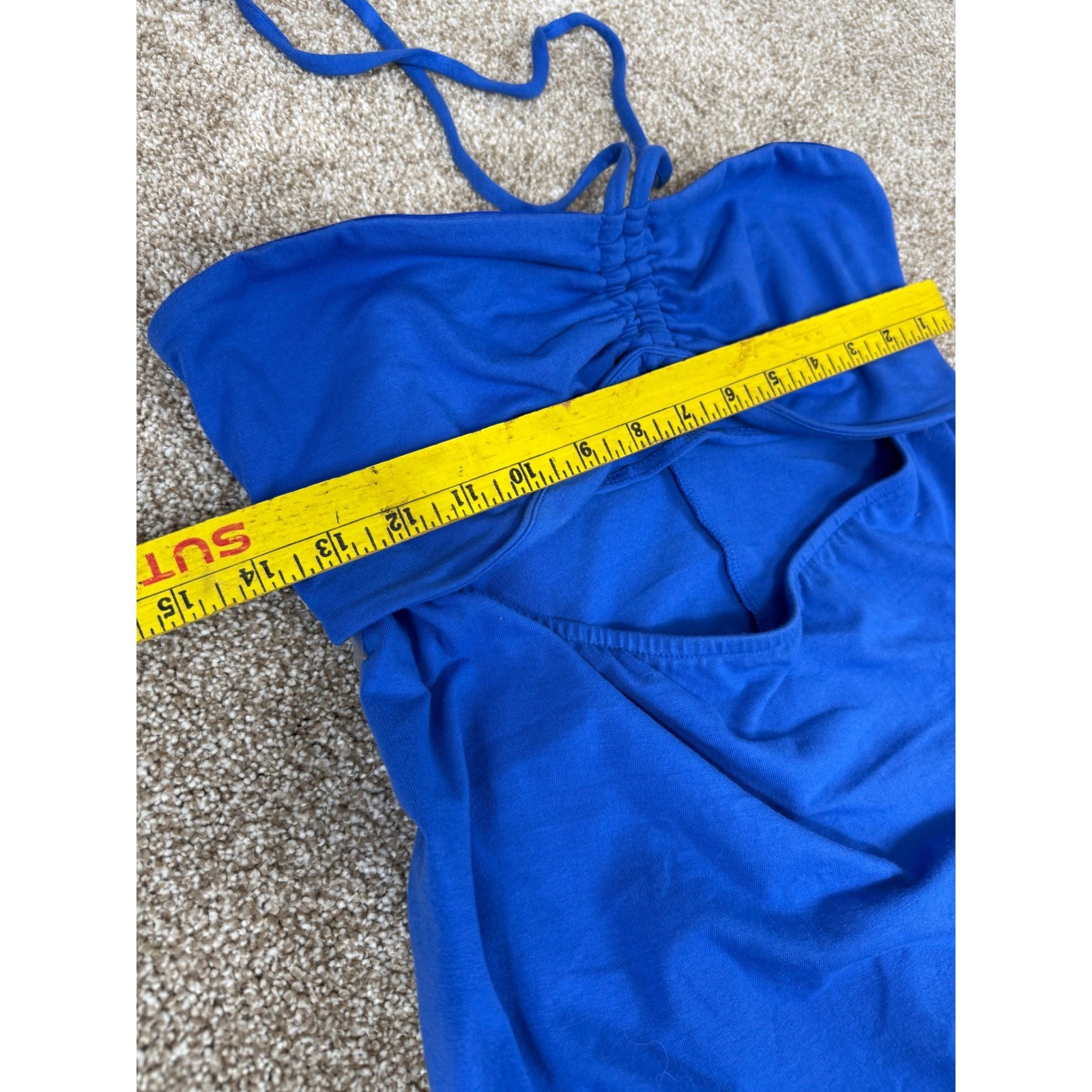 Isabel by Ingrid Isabel Maternity Halter Midi Dress Blue Cutout Ruched M Medium