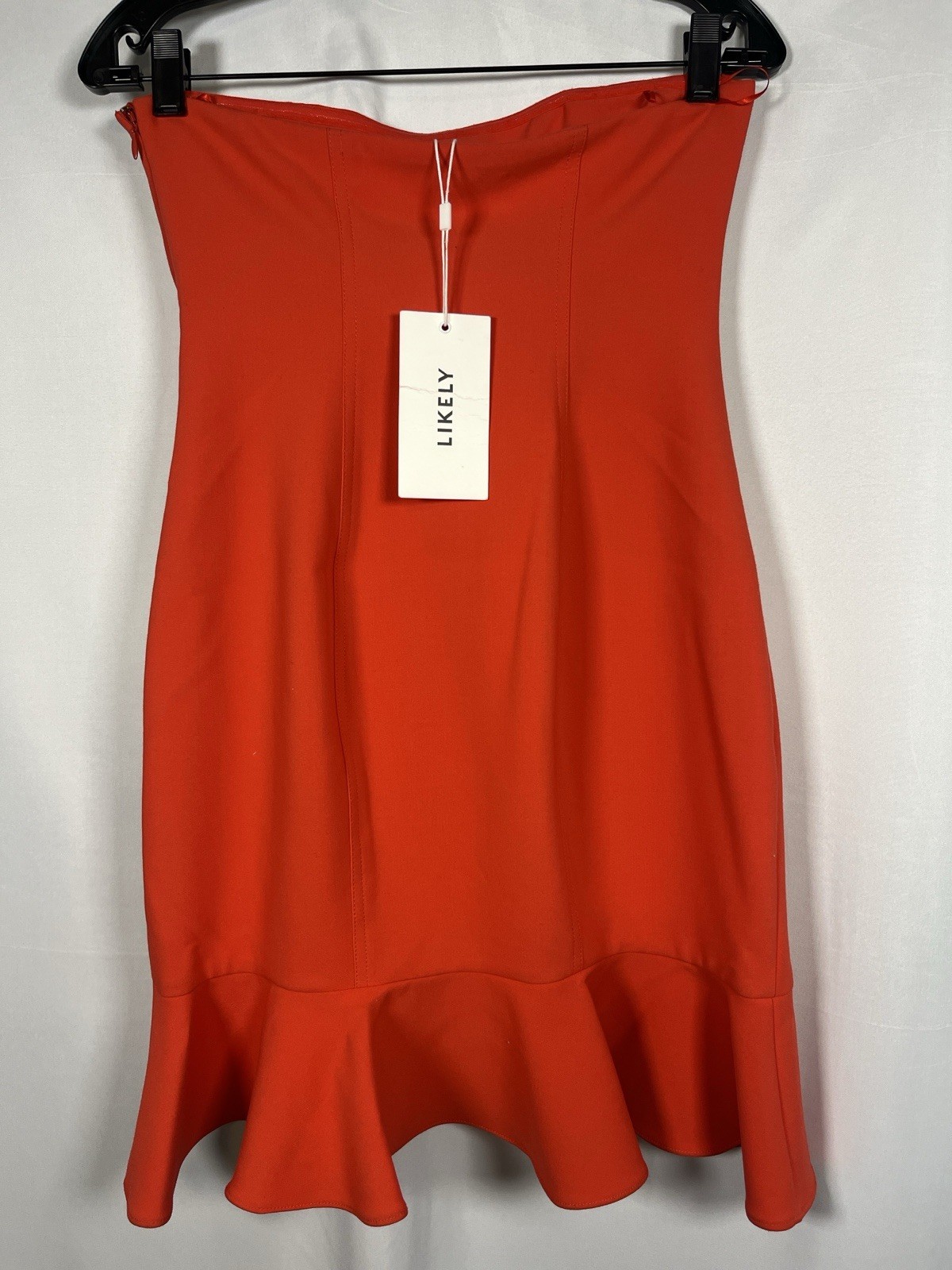 Likely NEW Monetta Strapless Ruffle cocktail mini Dress Bittersweet SZ 6