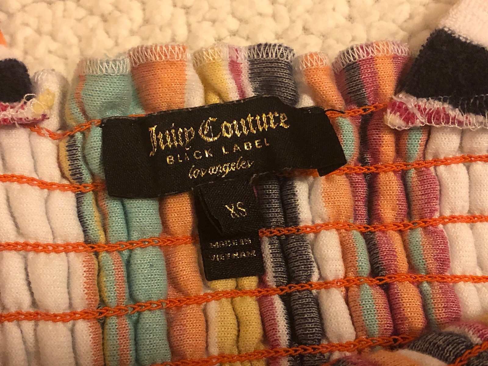 Juicy Couture Black Label Terry Multicolor Vertically Striped Halter Dress Sz XS
