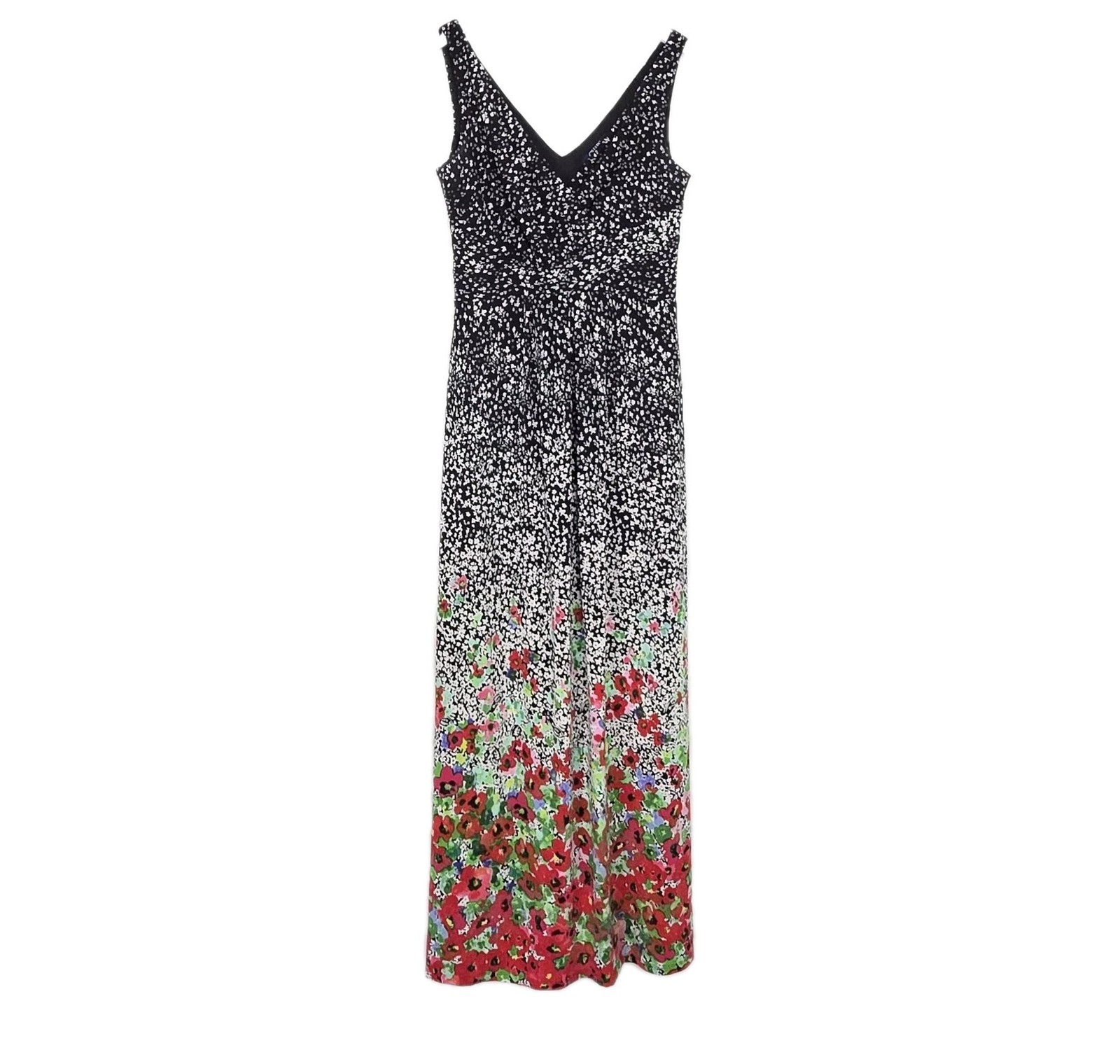 Chaps Maxi Sleeveless V-Neck Gradient Multicolor Floral Pattern Dress Size S