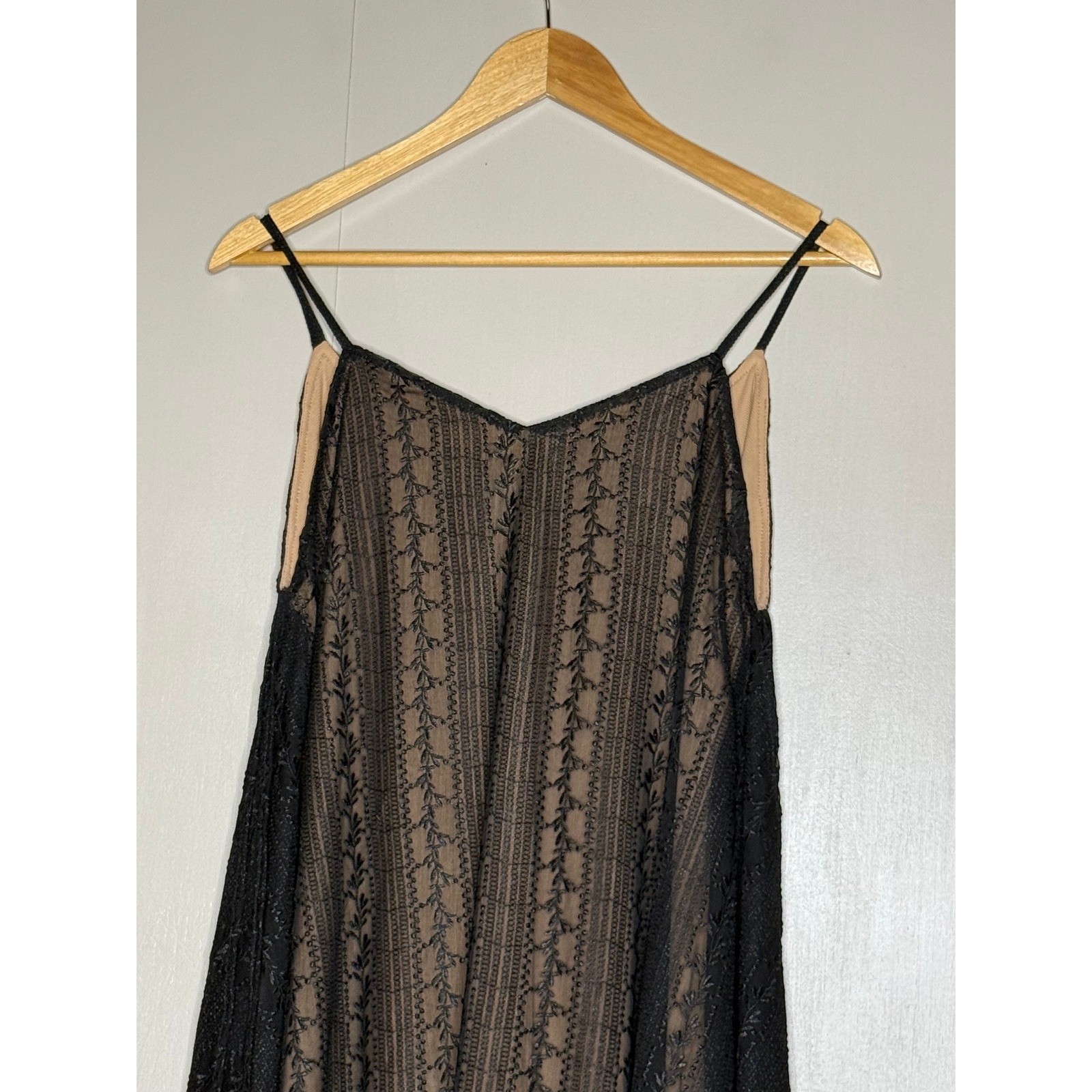 Bronte NWT Black Embroidered Mesh Handkerchief Hem Tunic Dress Boho S