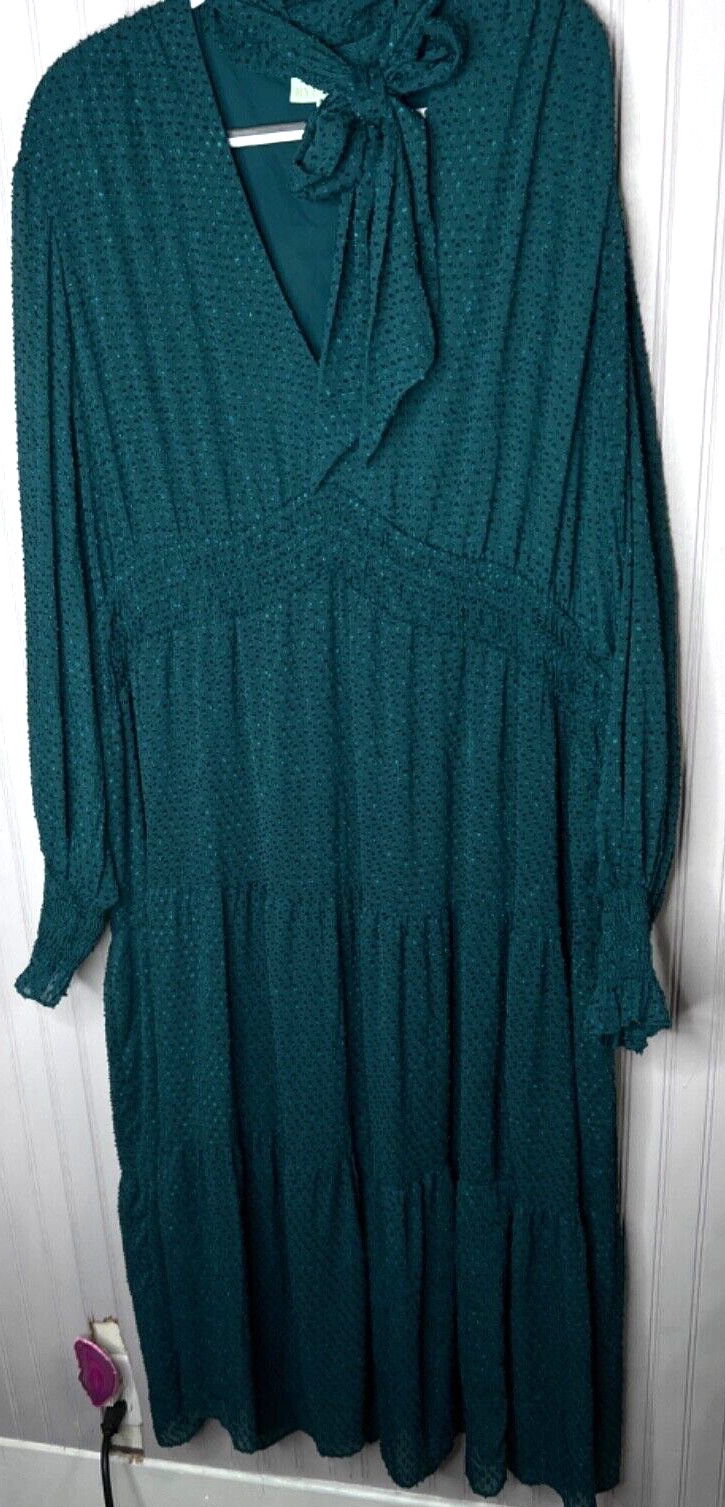 Ryegrass Womens DRESS 3X Rich Dark Teal Dot Swiss Winter Career Occassion NEW