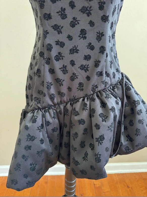 Free People For Love & Lemons Claira Asymmetric Black Mini Dress Top Size M NEW