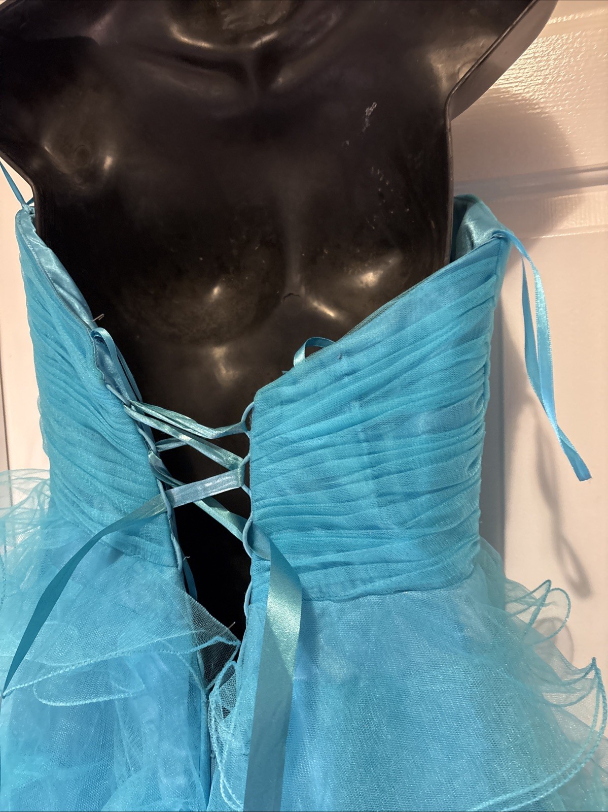 Cassandra Stone For Mac Dougal Size 10 WOW! Peacock Blue Ruffles Ruffles High&Lo
