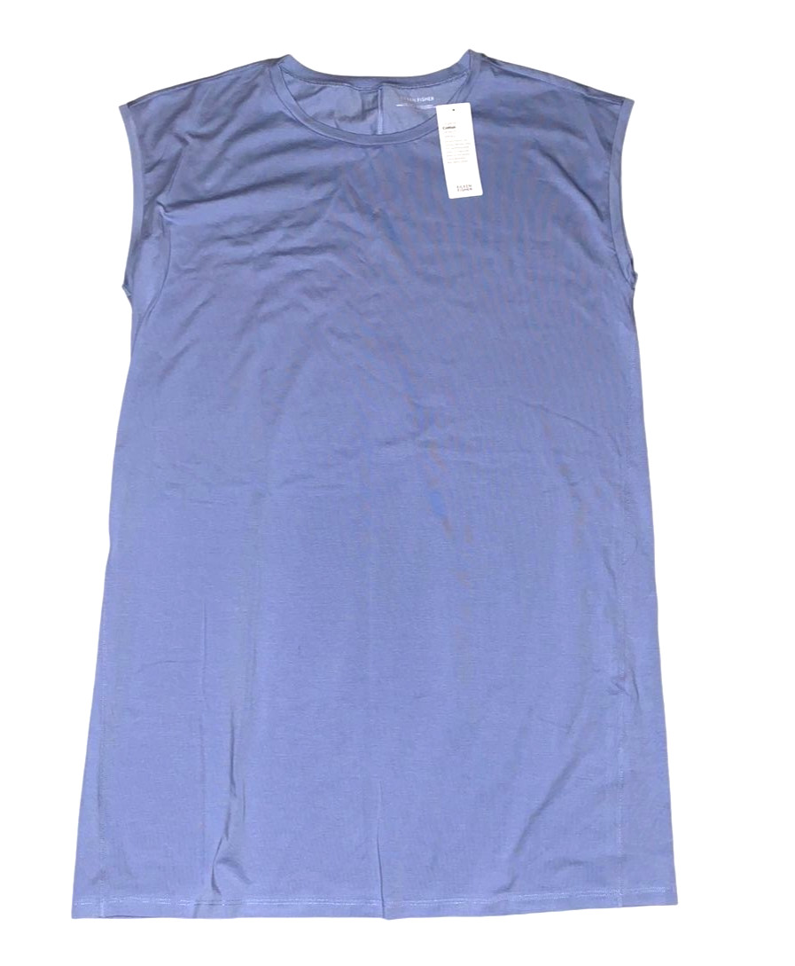 Eileen Fisher large larkspur $168 crew neck stretch jersey cotton dress nwt l