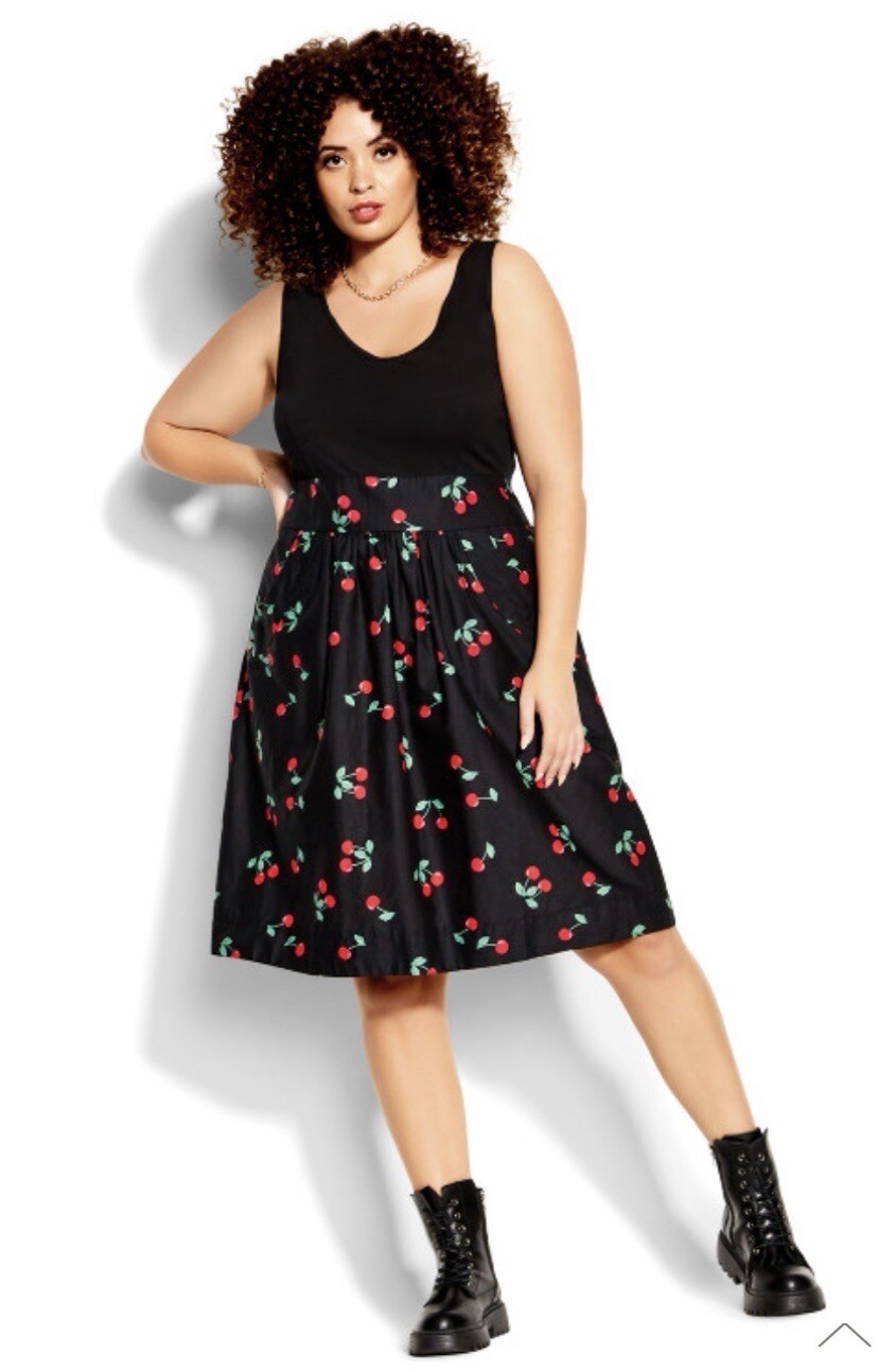 City Chic Trendy Plus Size Cherry Love Dress Size Medium (18)