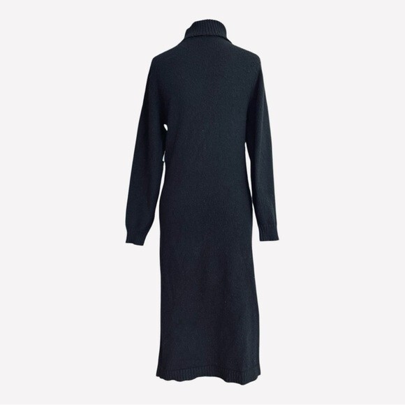 SAKS FIFTH AVENUE Black Turtleneck Bodycon Midi Dress Long Sleeve Size XS NWT