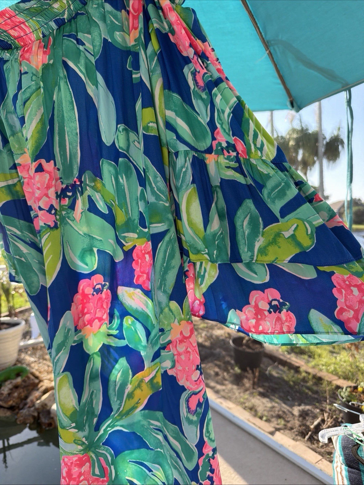 Lilly Pulitzer Tobyn Tunic Dress Womens XL Gypset Paradise Floral Off Shoulder