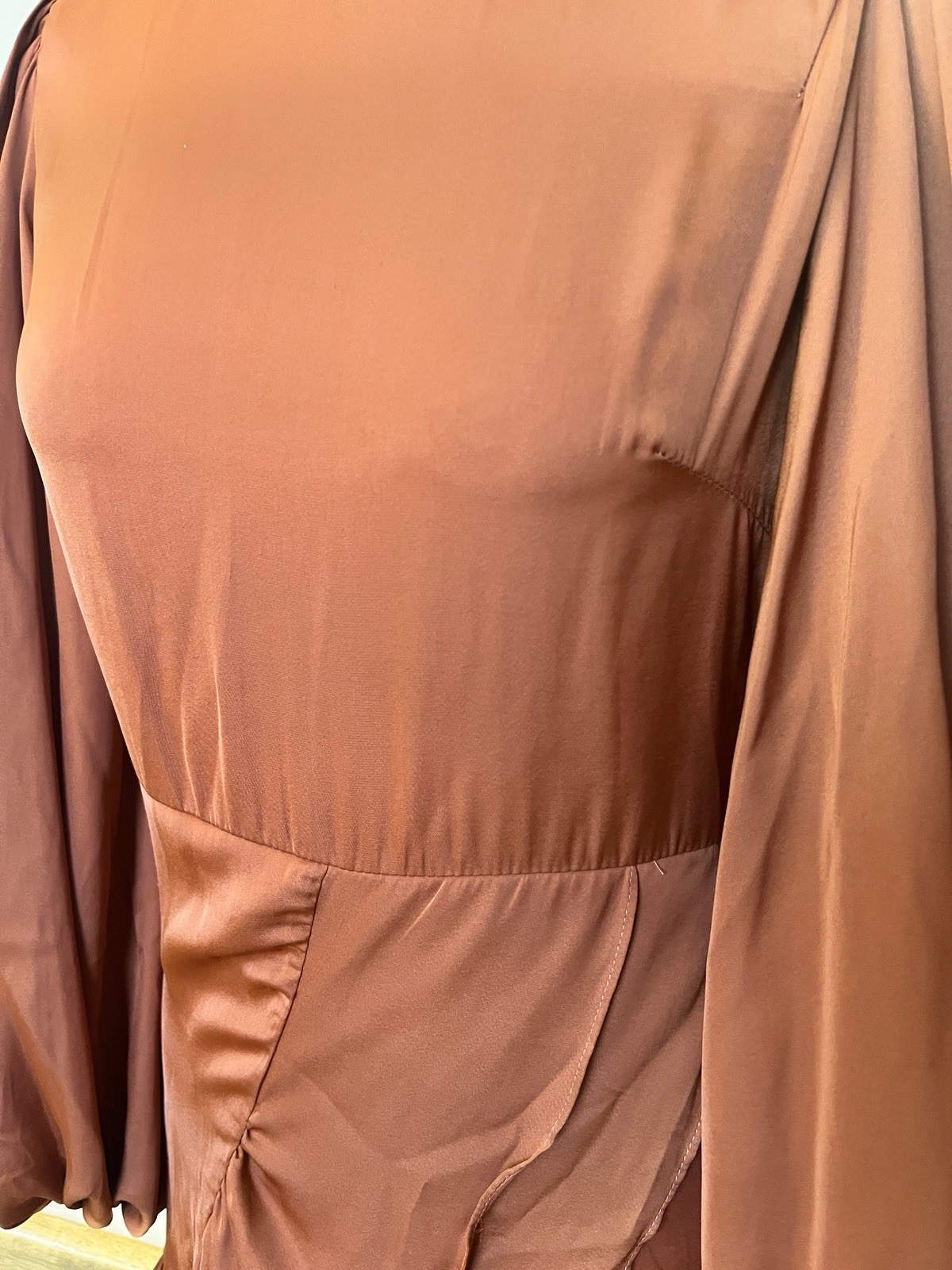 AmyLynn Kravitz Puff Sleeve Wrap Dress Burnt Orange RRP£85 Size S