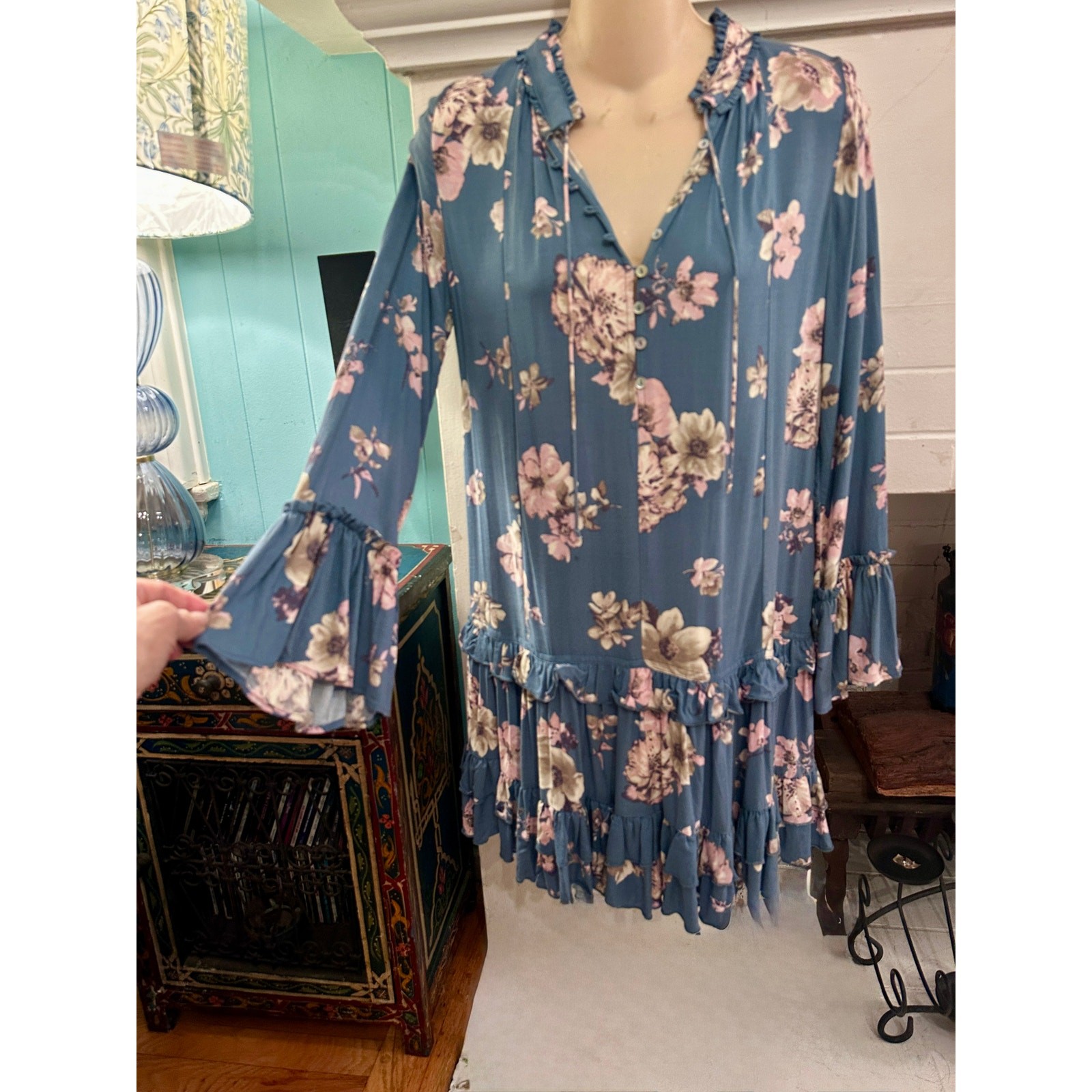NWT VINTAGE HAVANA FLORAL RUFFLE DRESS S
