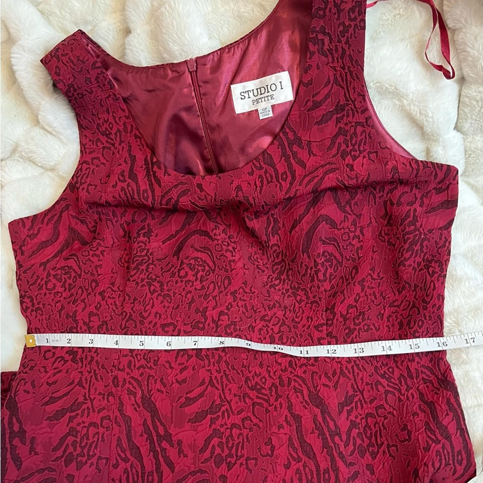 Studio I 12P Red Subtle Mixed Animal Print Sleeveless Spring Fall Sheath Dress