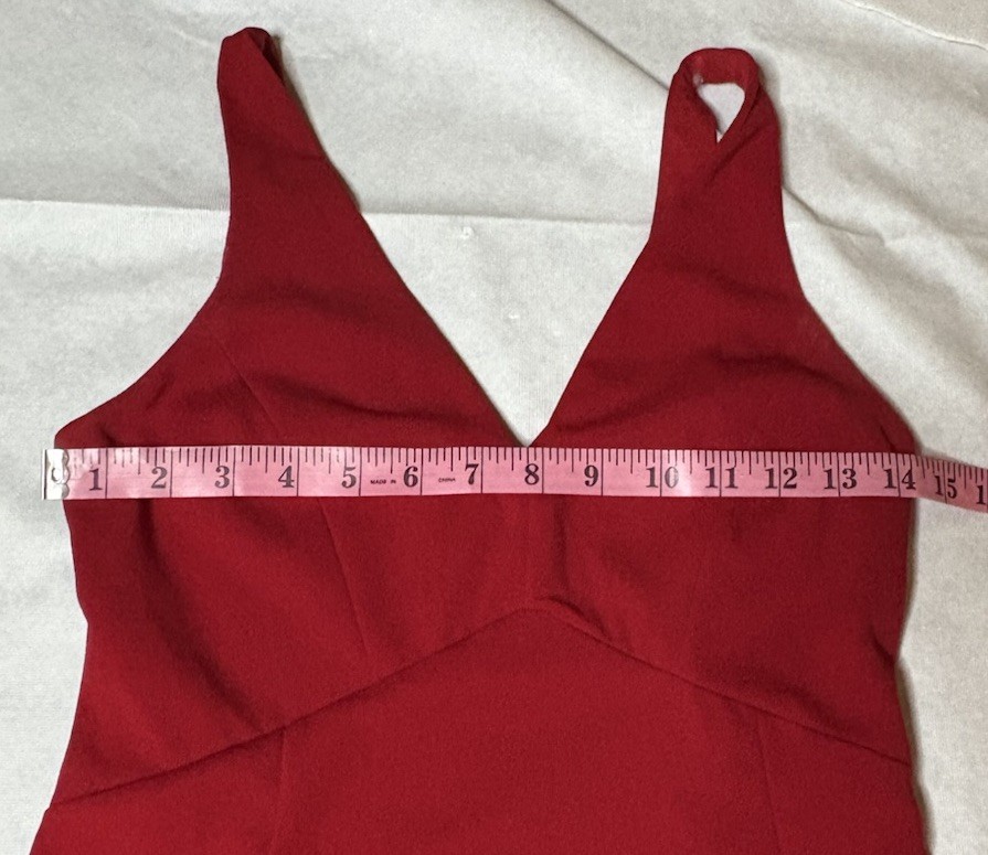 Lulus Women’s Small Red Sleeveless Dress A-Line Pencil V-Neck Slit