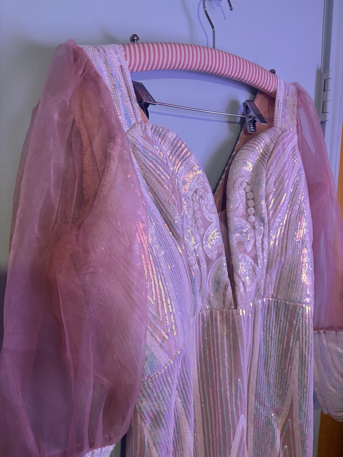 Custom Fairy Core Puff Sleeve Iridescent Mermaid Barbie Core Dress Gown 8 OOAK