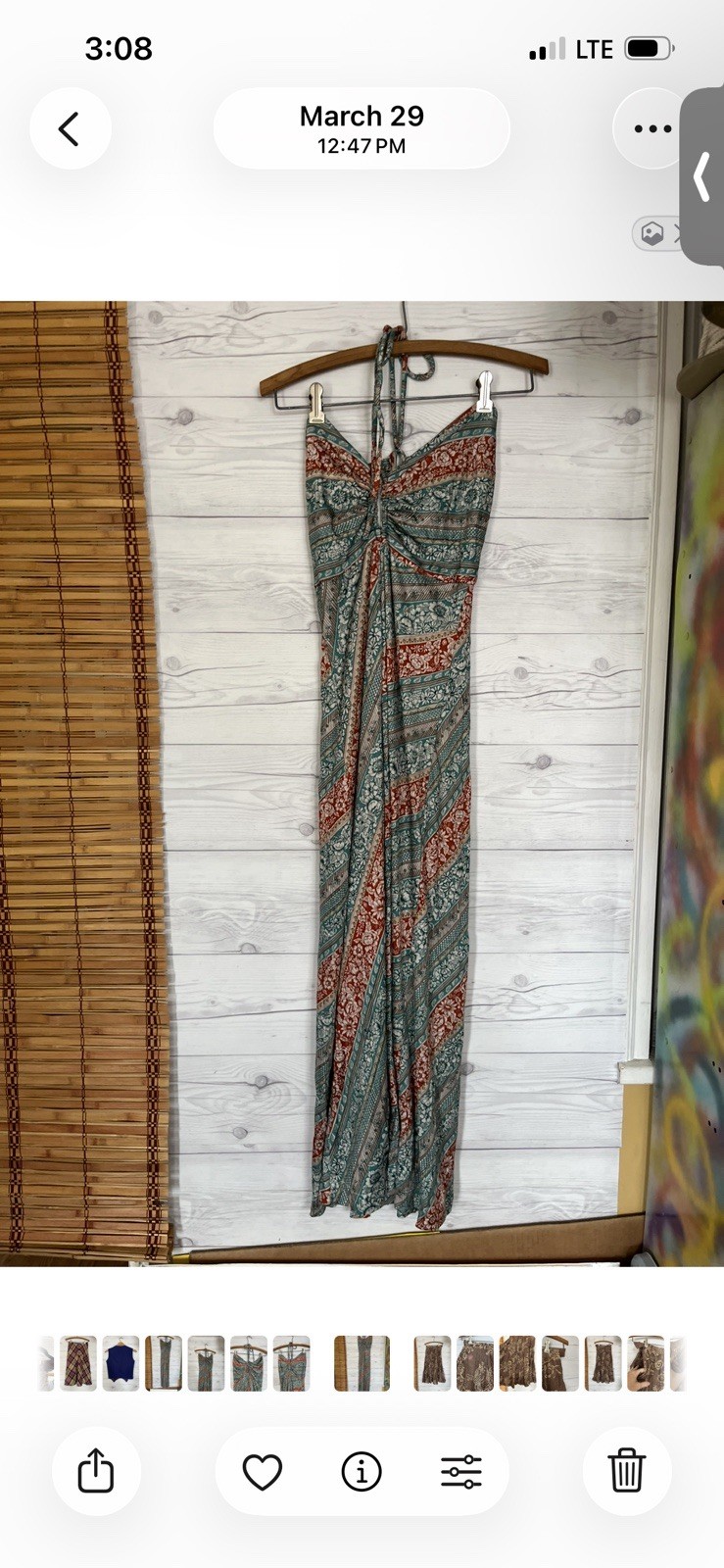 Vtg Tropical Floaty Cut Out Halter Neck Tie Tube Fairy Summer Maxi Dress Small
