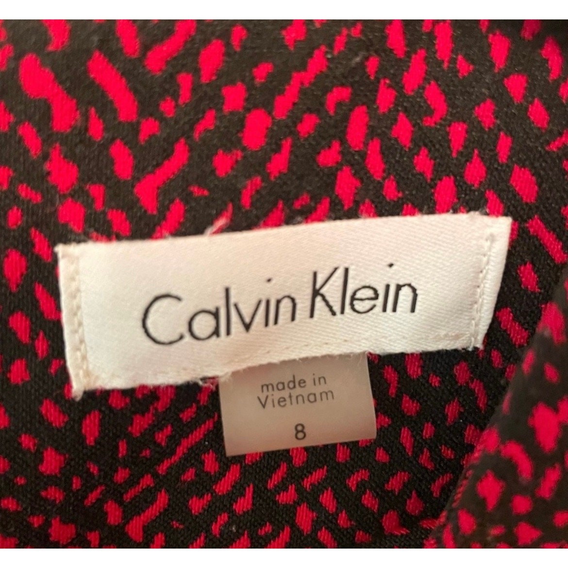 Calvin Klein Red and Black Shift Sheath Dress Size 8
