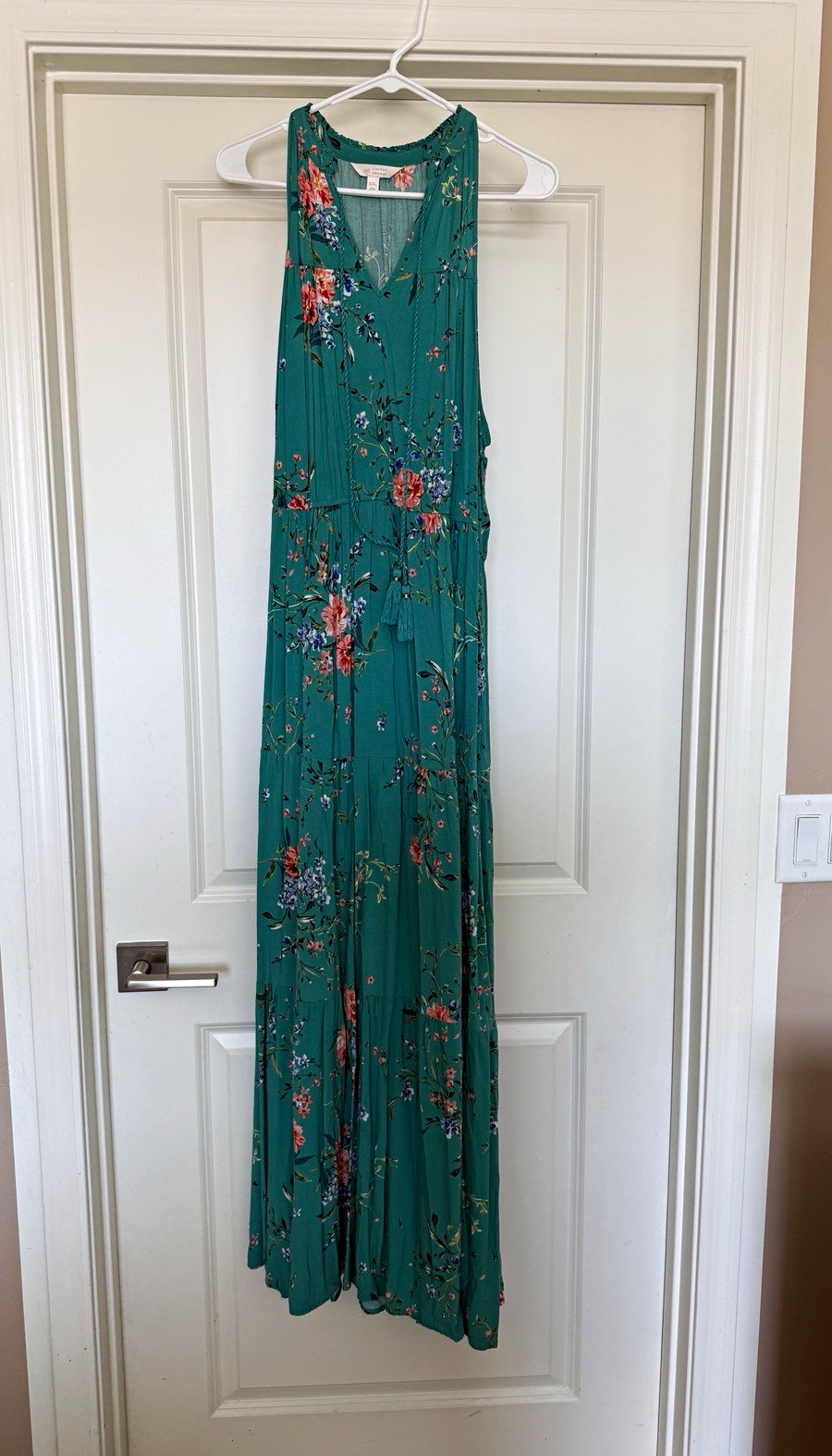 LC Lauren Conrad Women’s XXL Halter Maxi Dress Green Floral Chiffon Ruffle