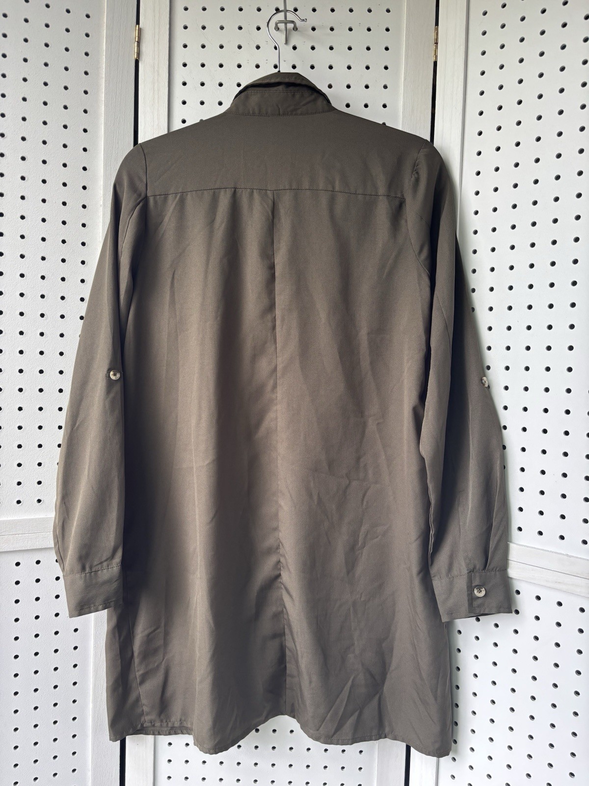 Live 4 Truth Button Down Tunic Dress Buckle Pockets Long SLV Green Women’s S