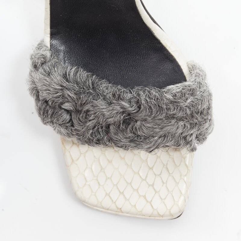 Gianni Versace Shearling Ankle Sandals Women White Size 36