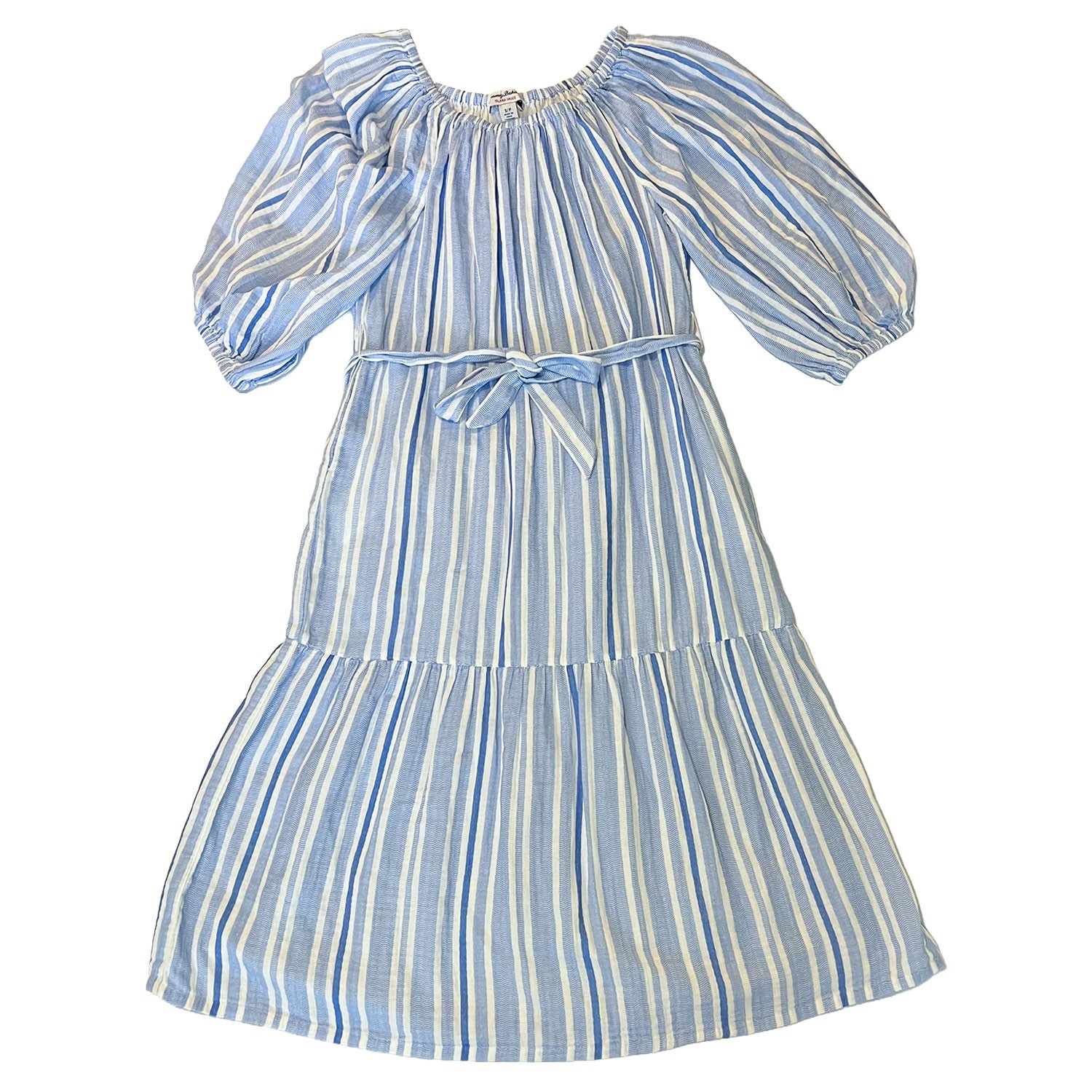 TOMMY BAHAMA Island Gauze Blue White Villa Solstice Midi Dress Size Small S