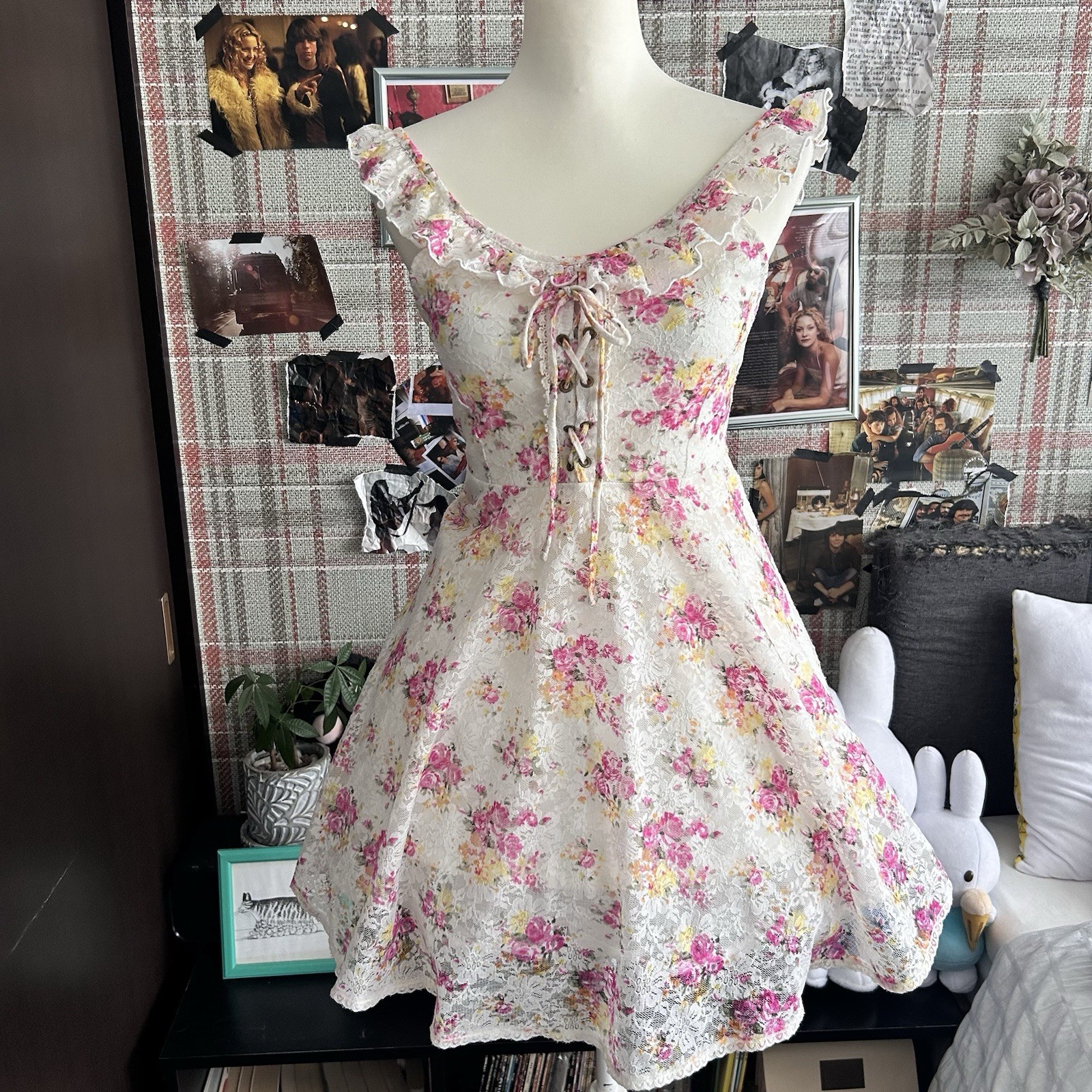 Rare LIZ LISA Vent Collection Lace Floral Dress Corset Ribbon Lolita Girly