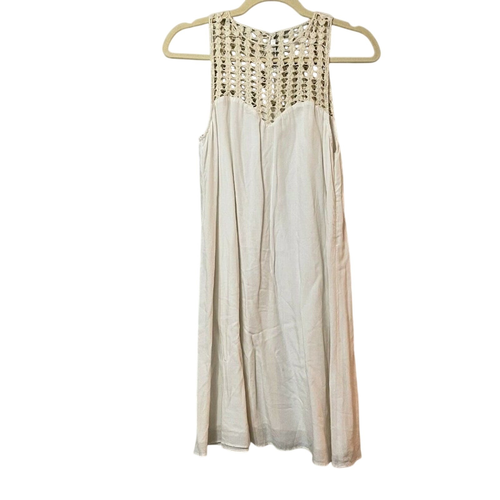 Lovers Friends White Sleeveless Crochet Dress Women M Boho Beachy Lined Revolve