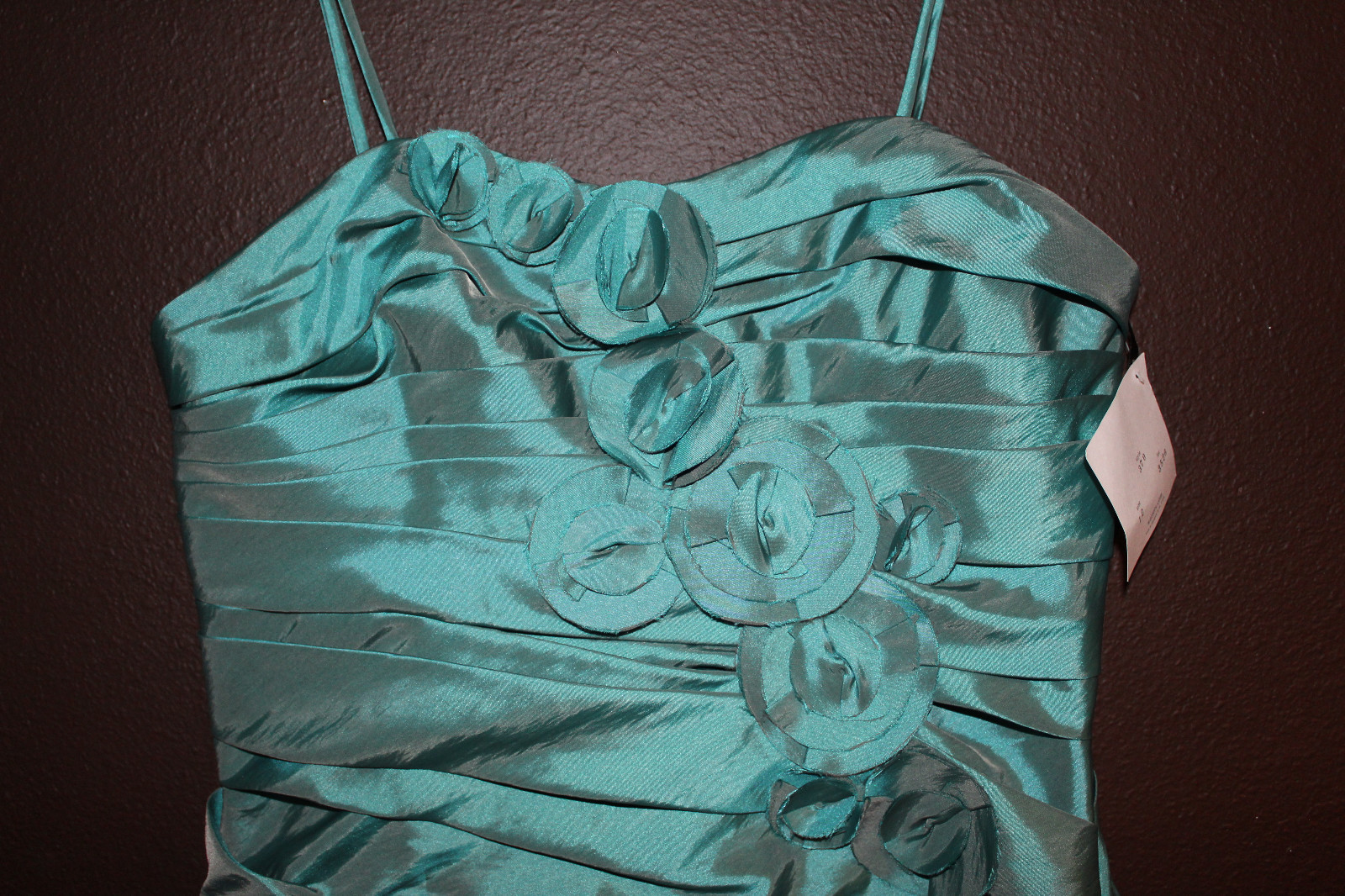 WTOO Watters & Watters Size 12 Womens Formal Dress Flower Embellishment Teal