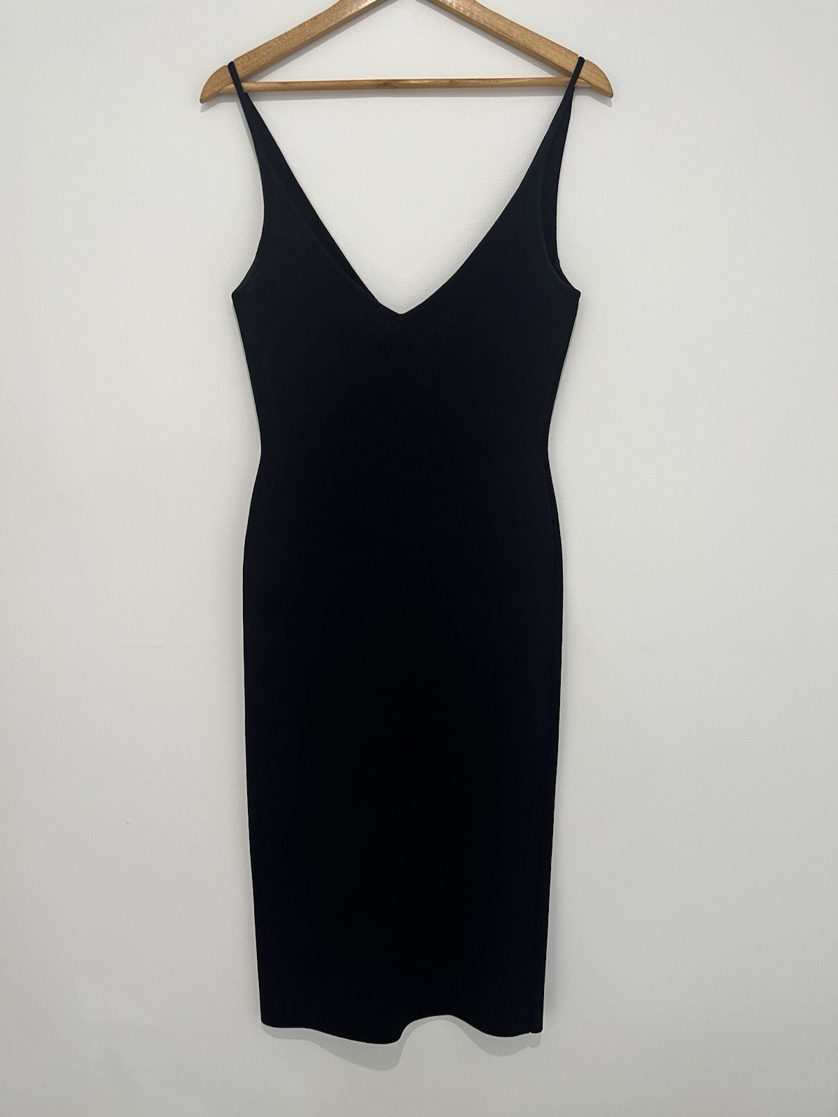 Scanlan Theodore Crepe Knit V-Neck Dress Black XS AU 8 US 4 Corporate Classic