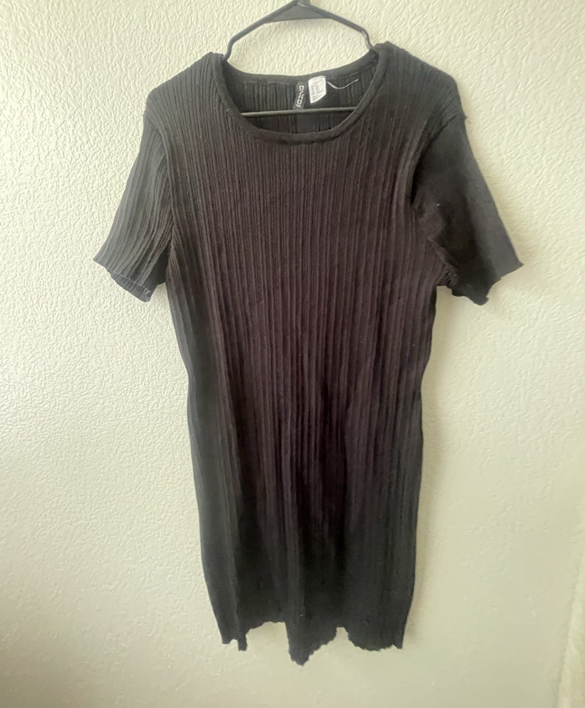 Divided by H&M Black Ribbed Knit T-Shirt Dress Women’s XXL Round Neck Knee