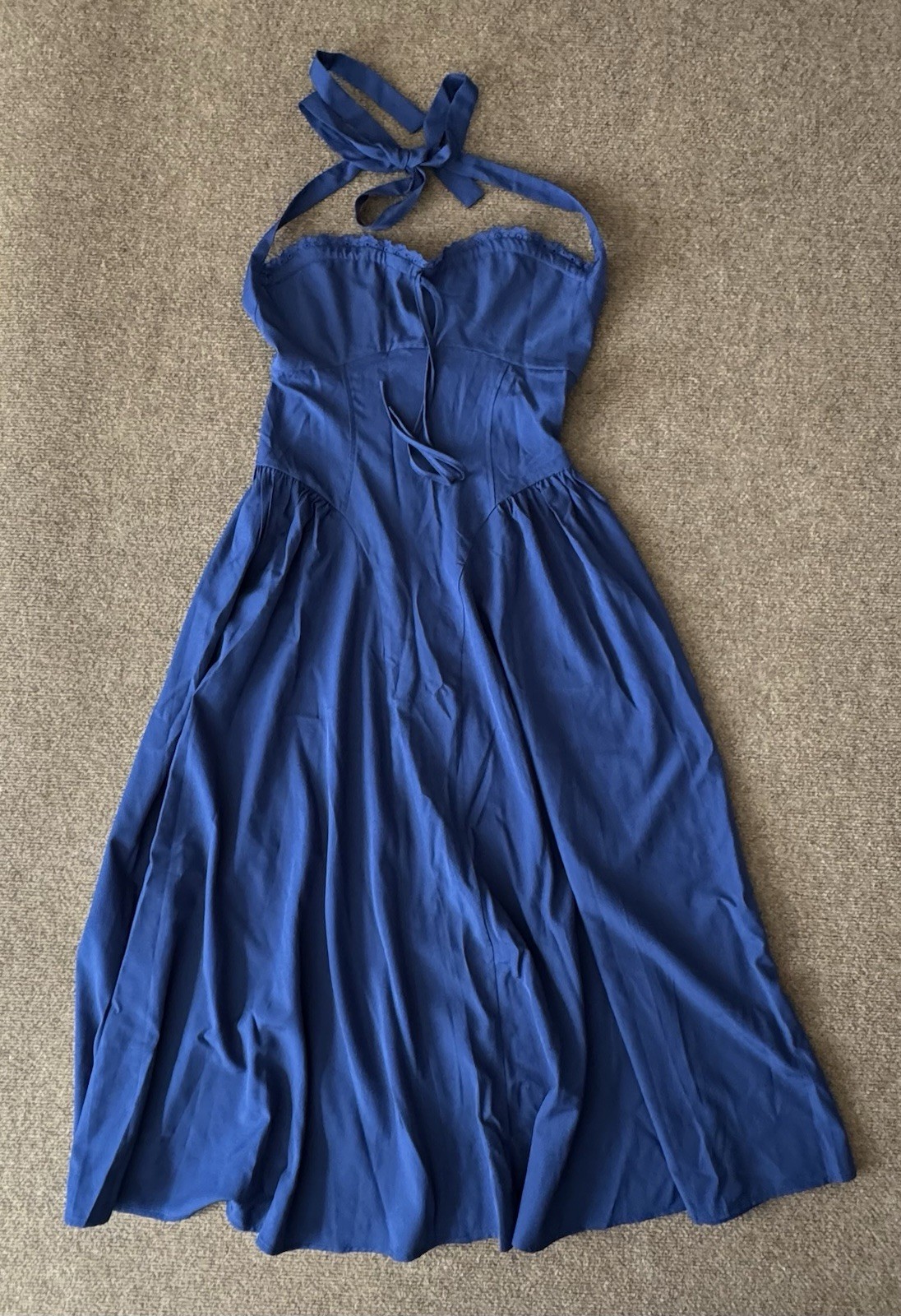 RIHOAS Blue Halter Sweetheart Fit & Flare Midi Dress NWT Women’s S