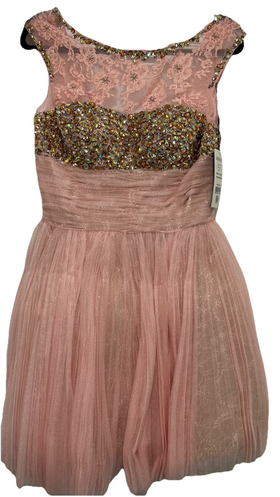 NEW Sherri Hill Size 10 Light Pink/Gold Party Dress Short Tulle Quinceanera Prom