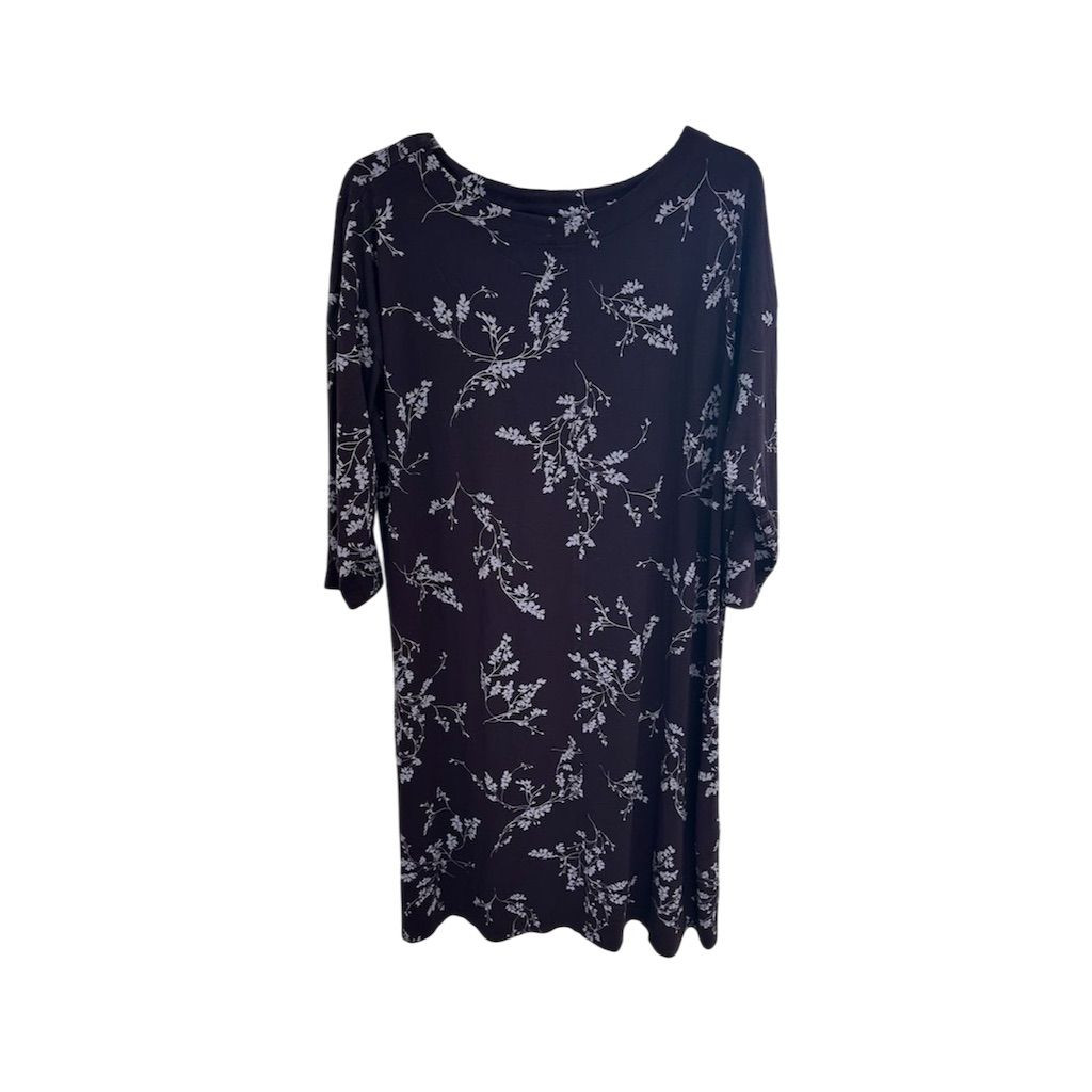 J. Jill Women’s SZ XL Purple Floral 3/4 Sleeve Dress SI30