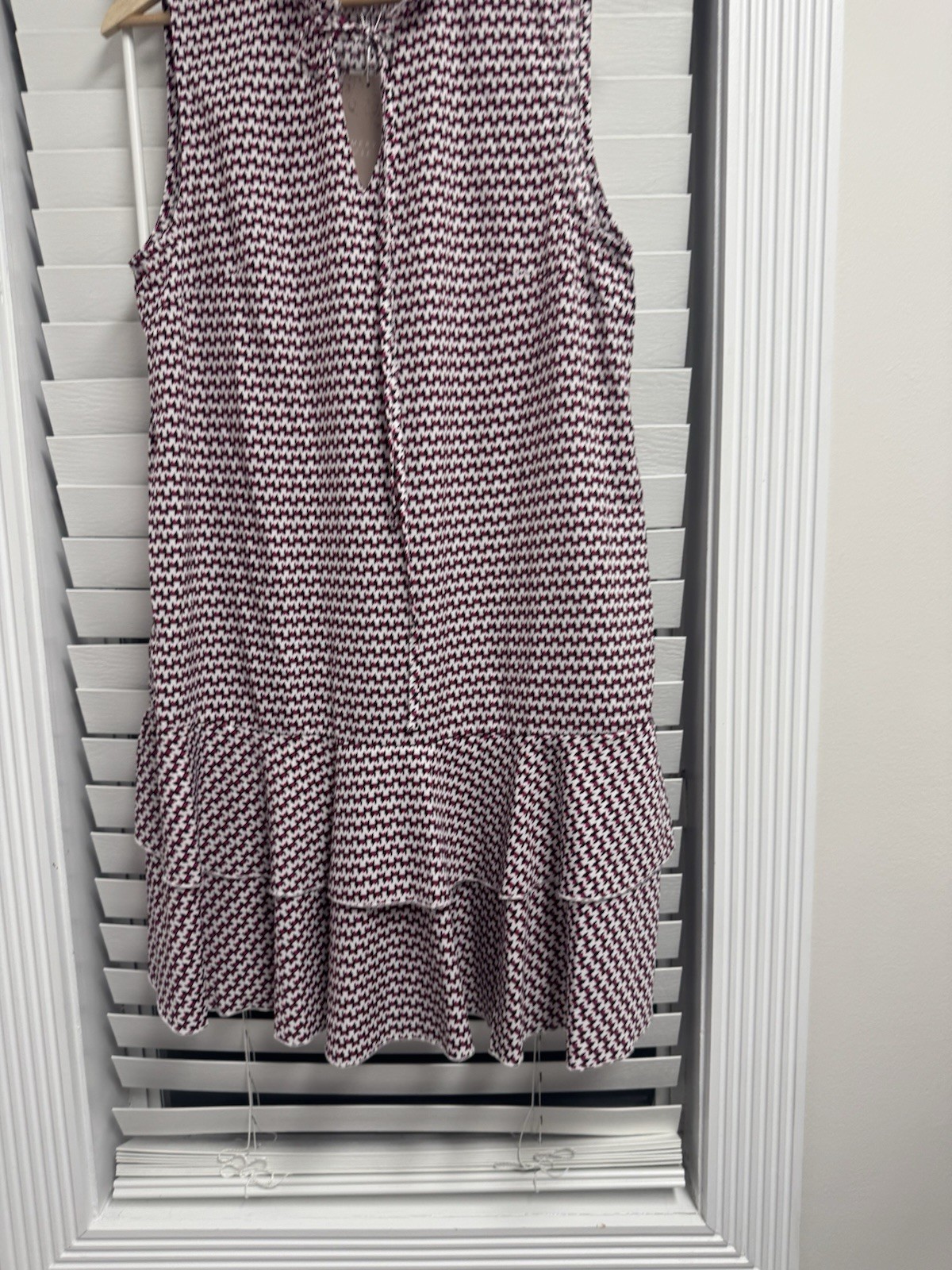 NWT Emery Rose Pink & Tan Patterned Tunic Dress L Double Frilled Hem