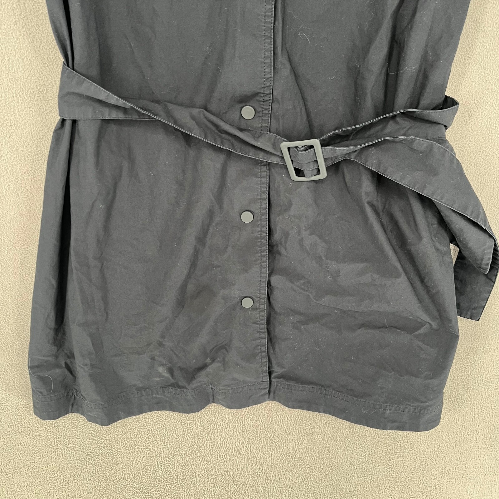 Cos Dress Womens Extra Small Black Buckle Shirt Pockets Tie Belted Button