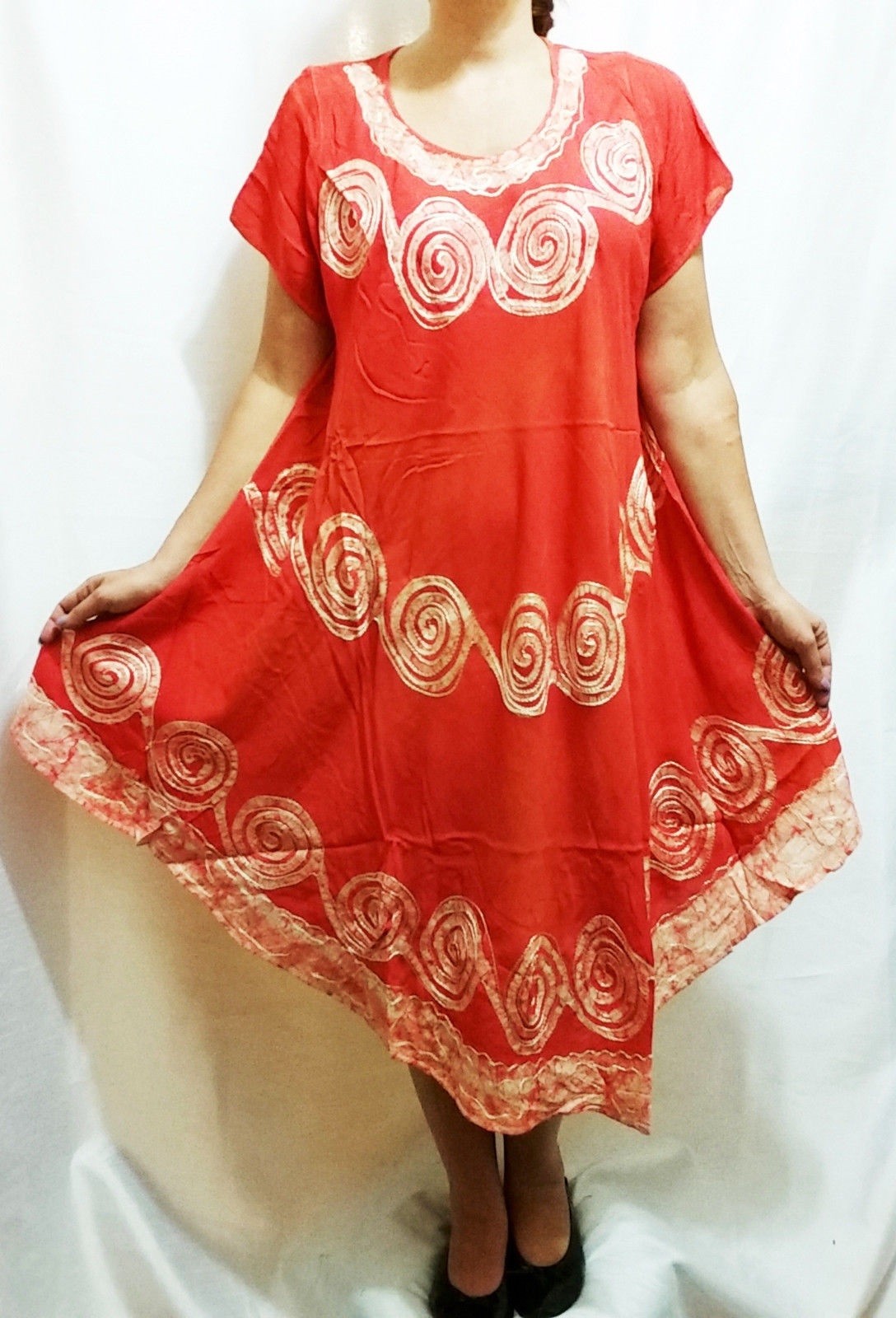 S M L XL Beach Sun Summer Dress Hippie Boho Swirl Circle Tie Dye Wheel Long