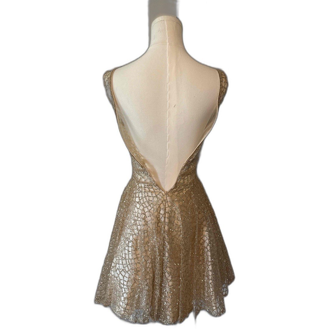 Dancing Queen Sequin Gold Embellished Mini Dress Size XS